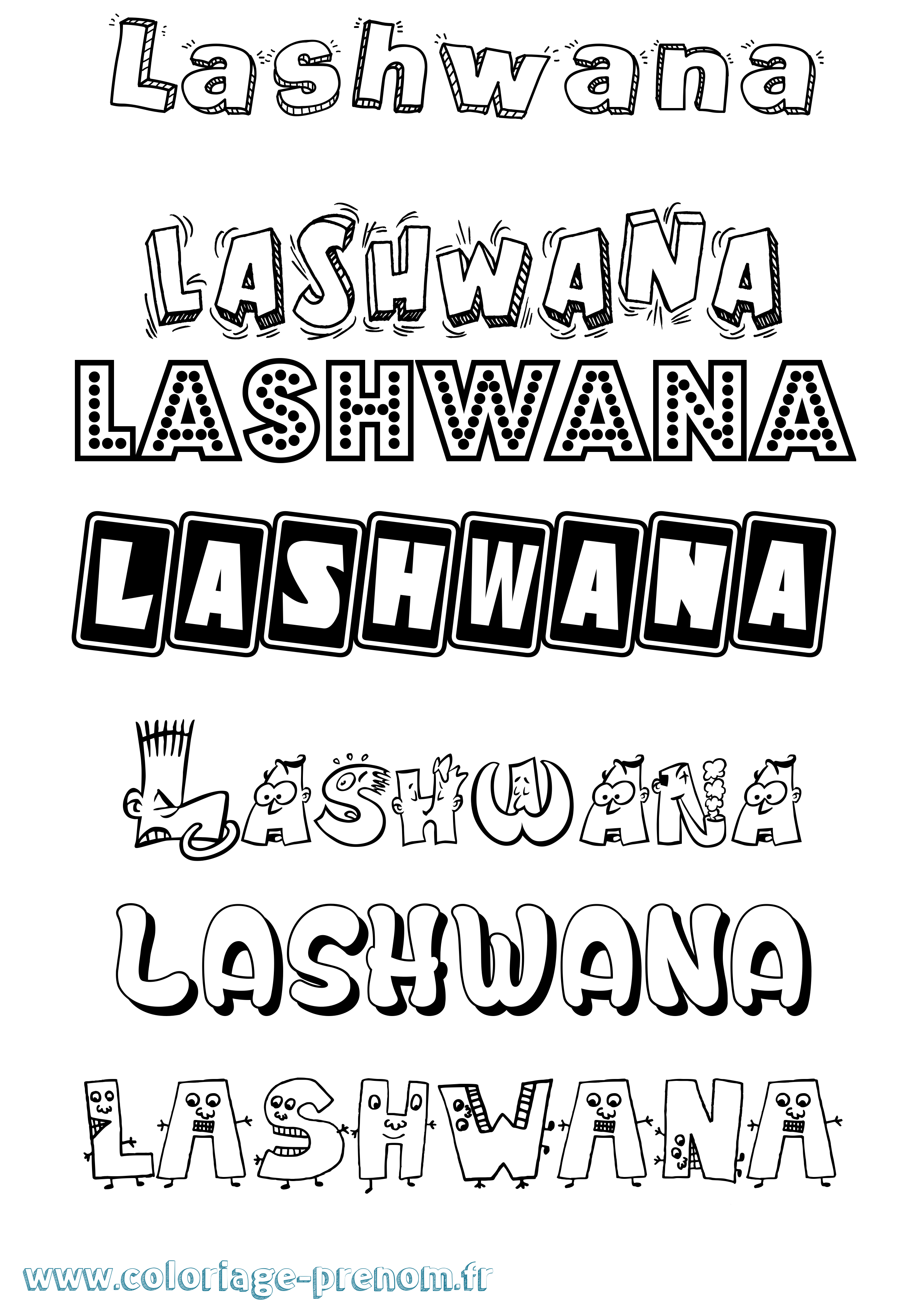 Coloriage prénom Lashwana Fun