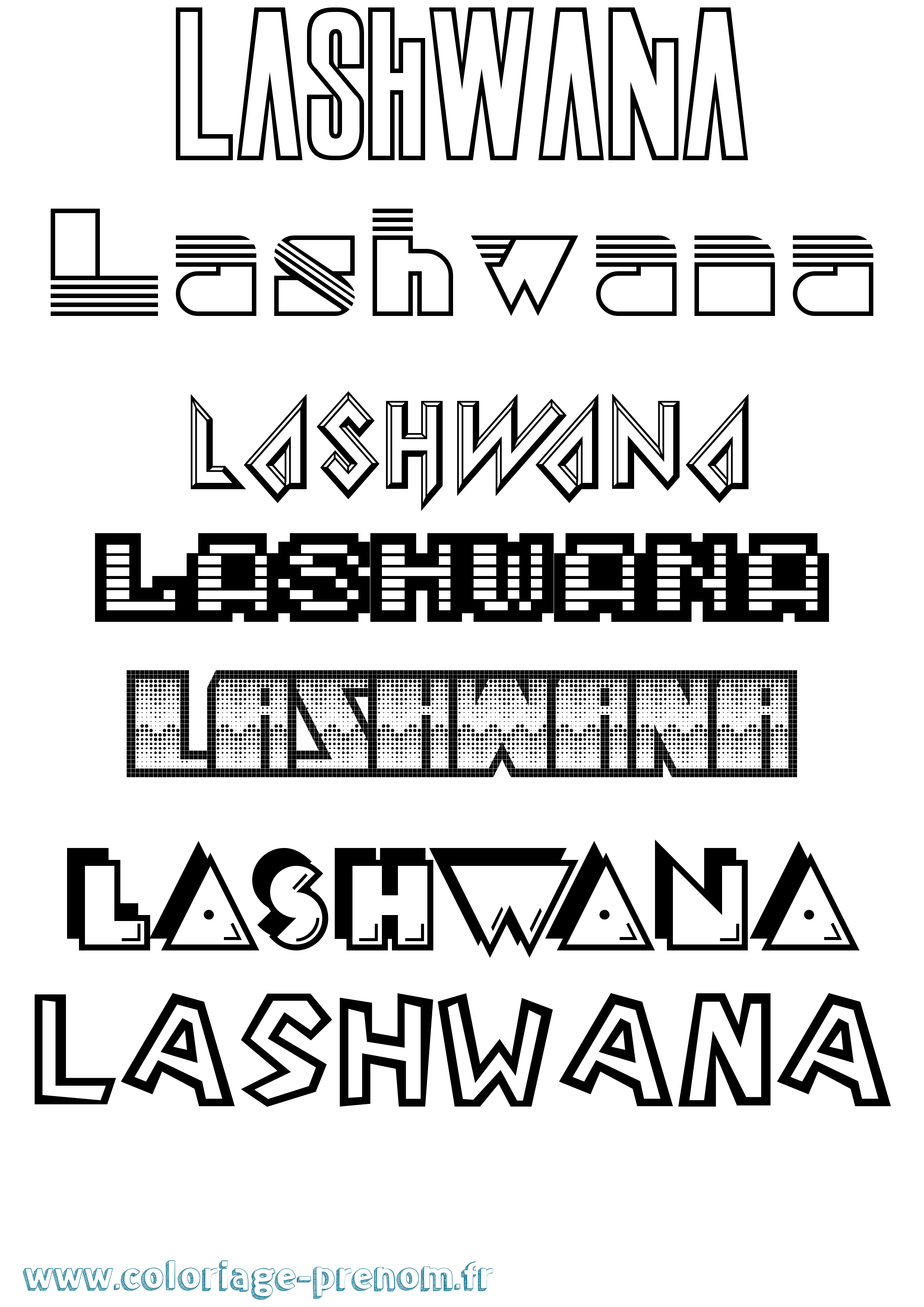 Coloriage prénom Lashwana Jeux Vidéos