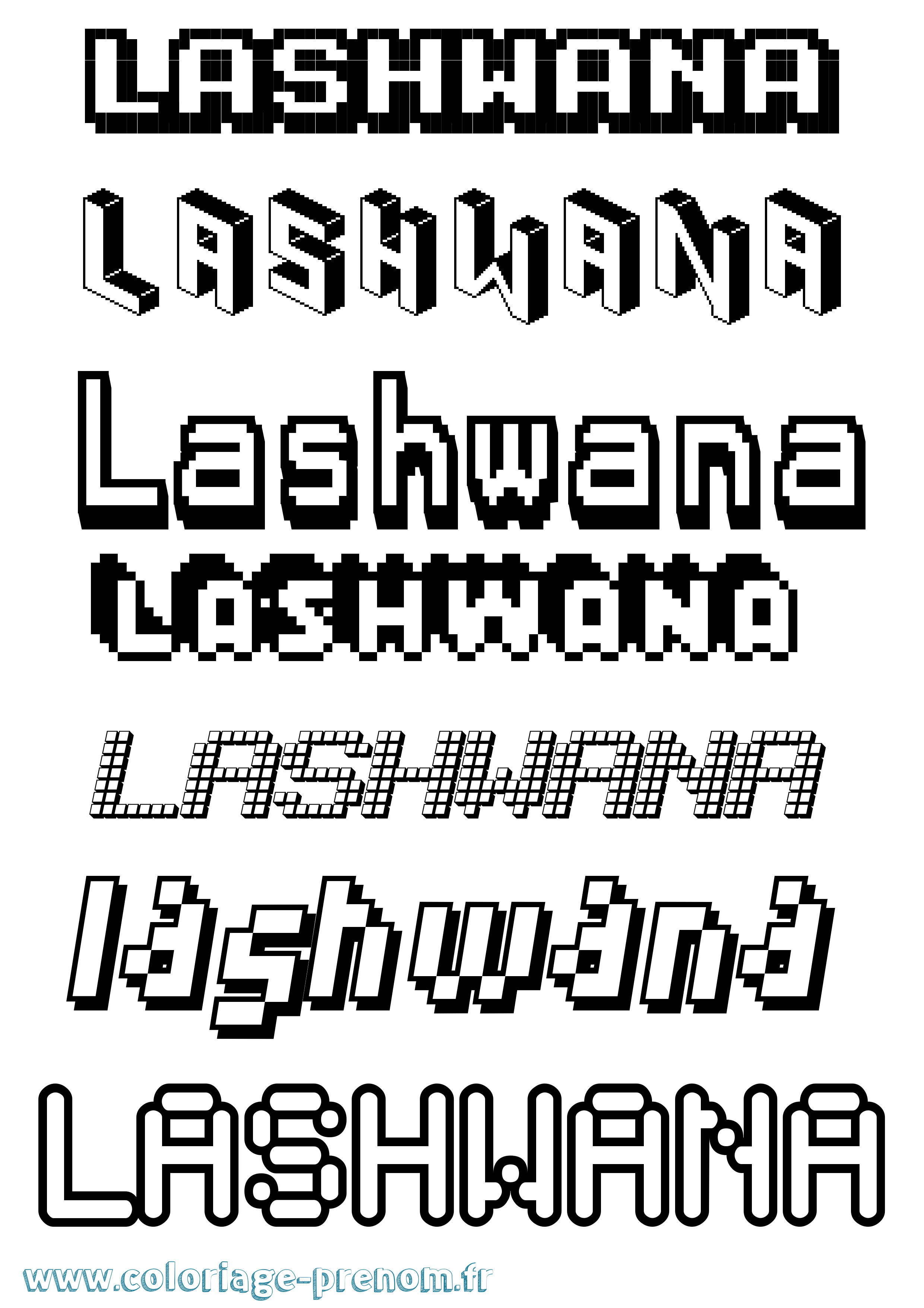 Coloriage prénom Lashwana Pixel