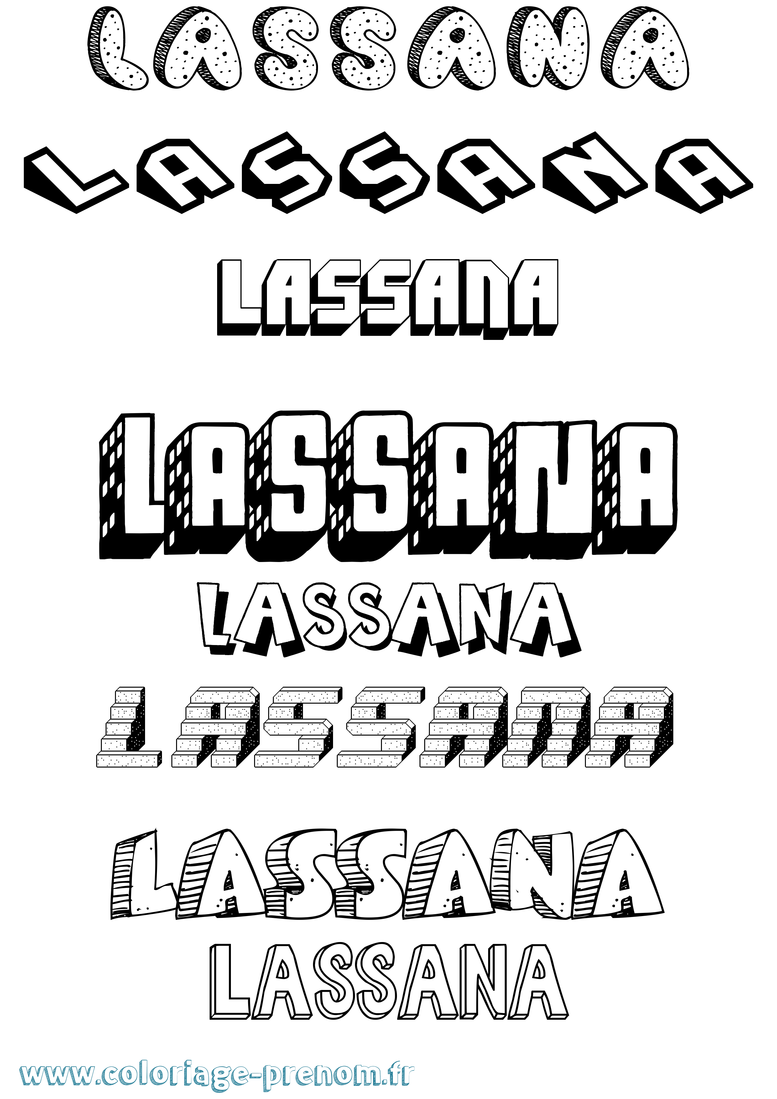 Coloriage prénom Lassana Effet 3D