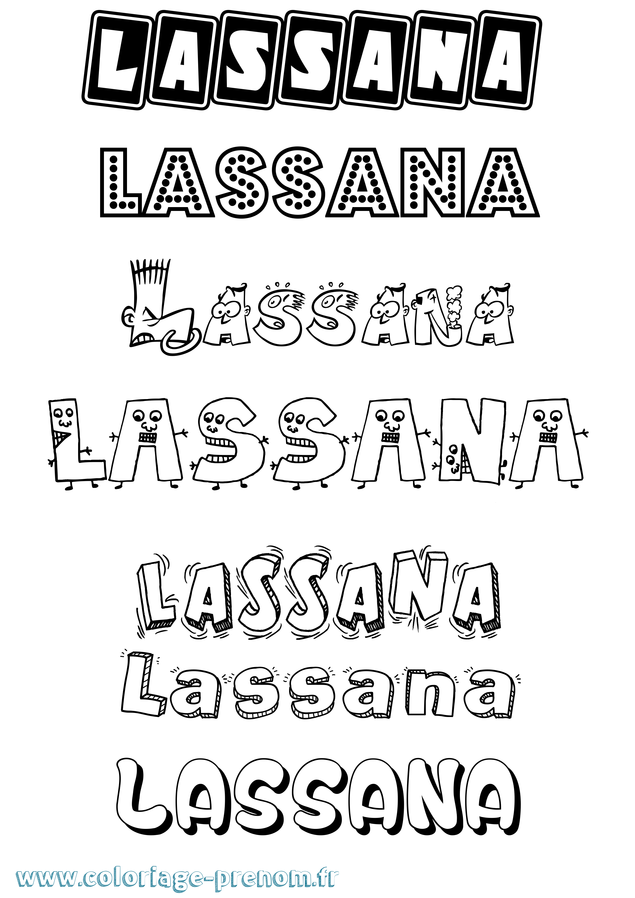 Coloriage prénom Lassana Fun