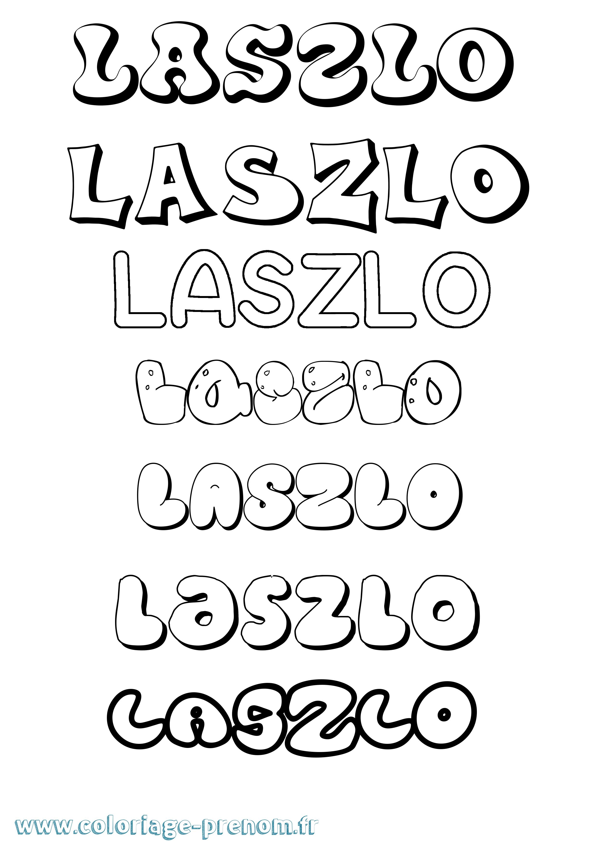 Coloriage prénom Laszlo Bubble