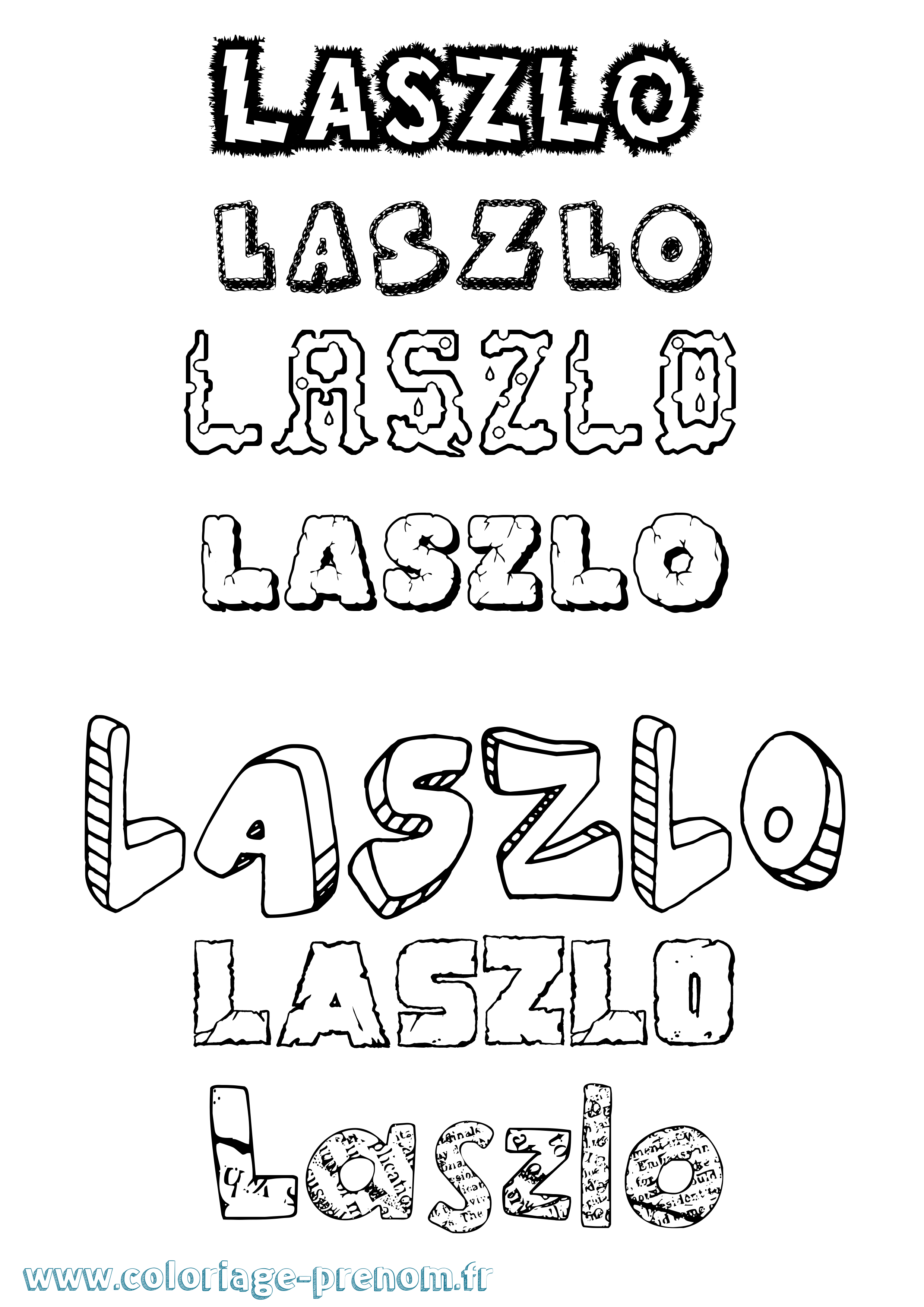 Coloriage prénom Laszlo Destructuré