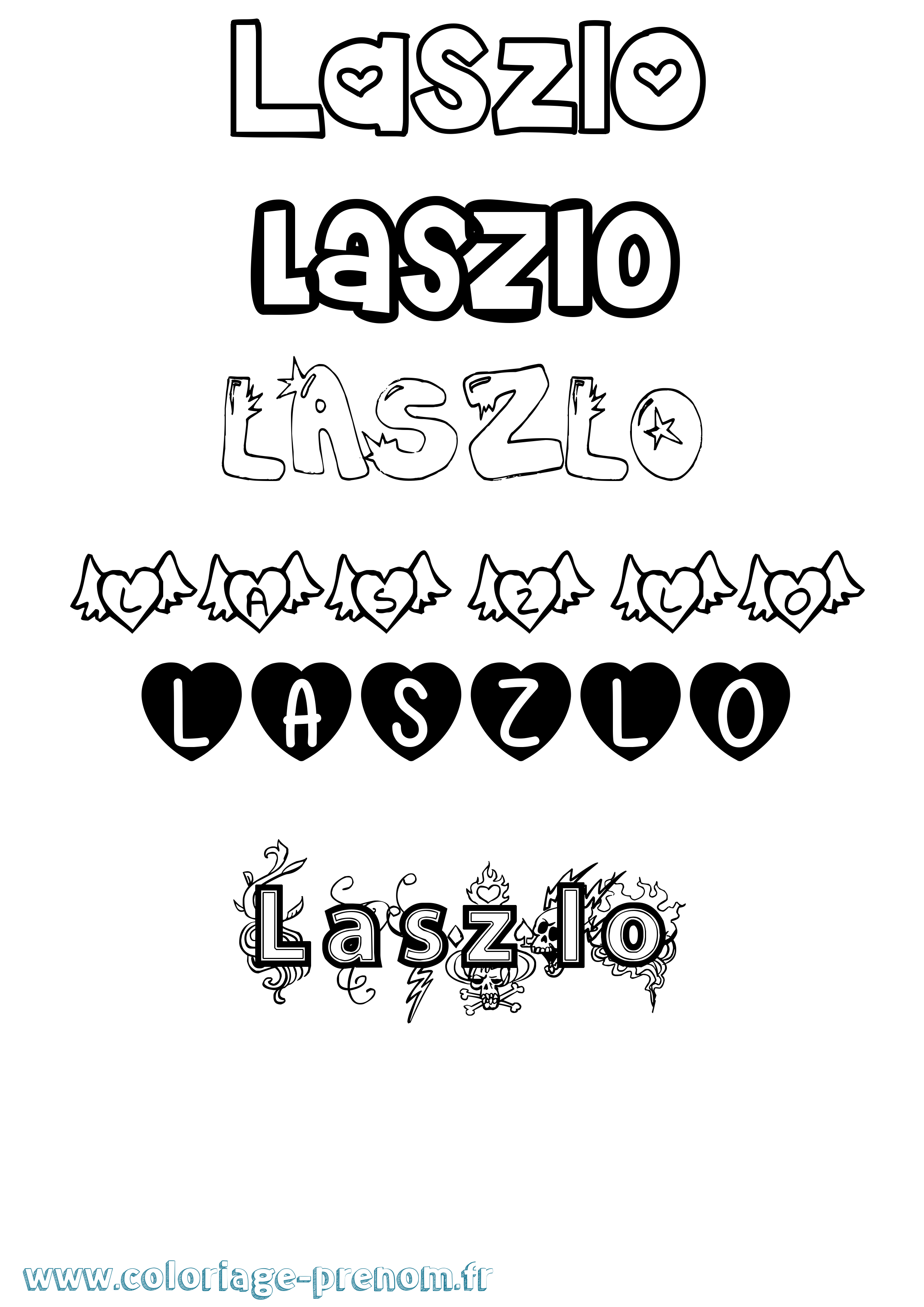 Coloriage prénom Laszlo Girly