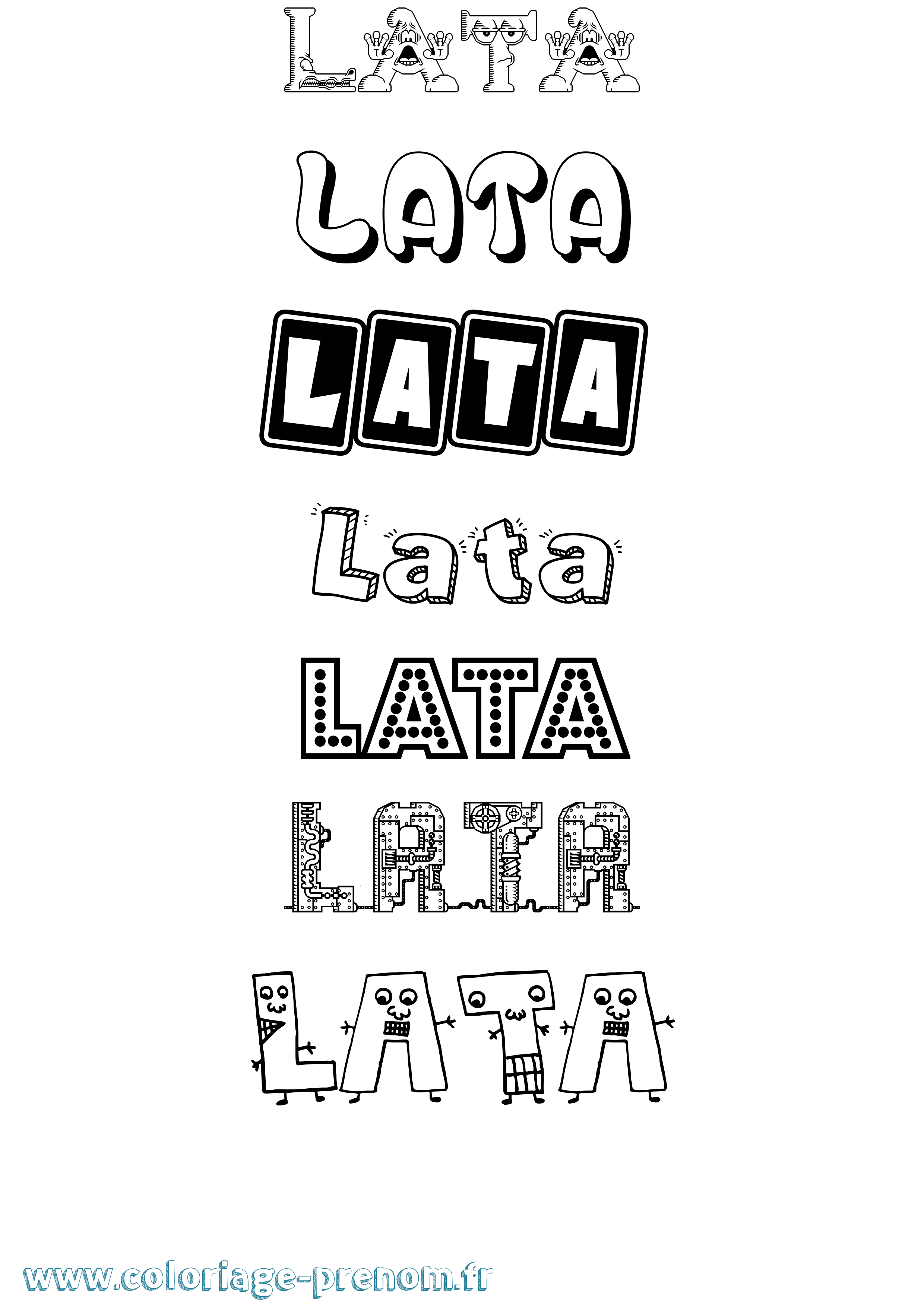 Coloriage prénom Lata Fun