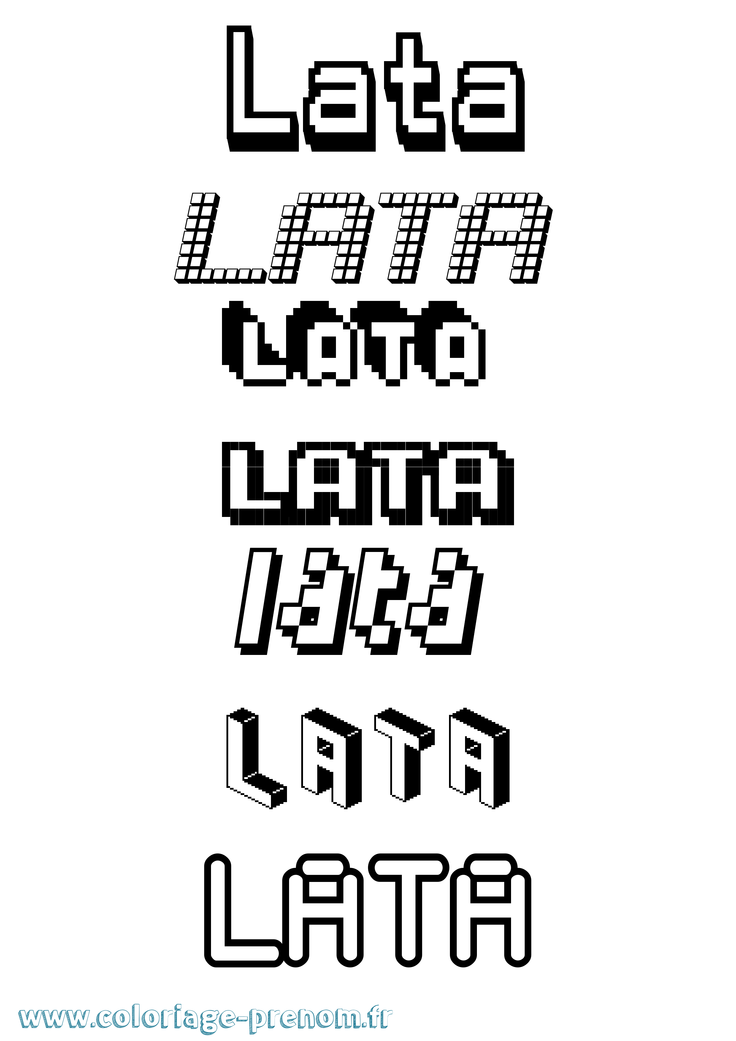 Coloriage prénom Lata Pixel