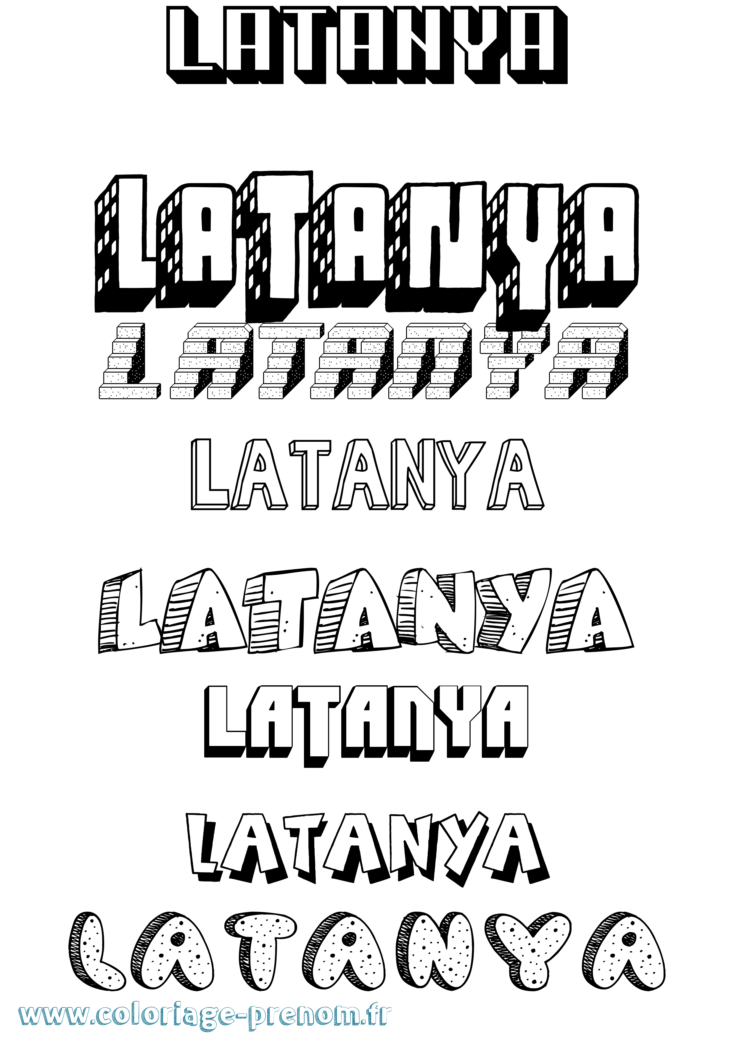 Coloriage prénom Latanya Effet 3D