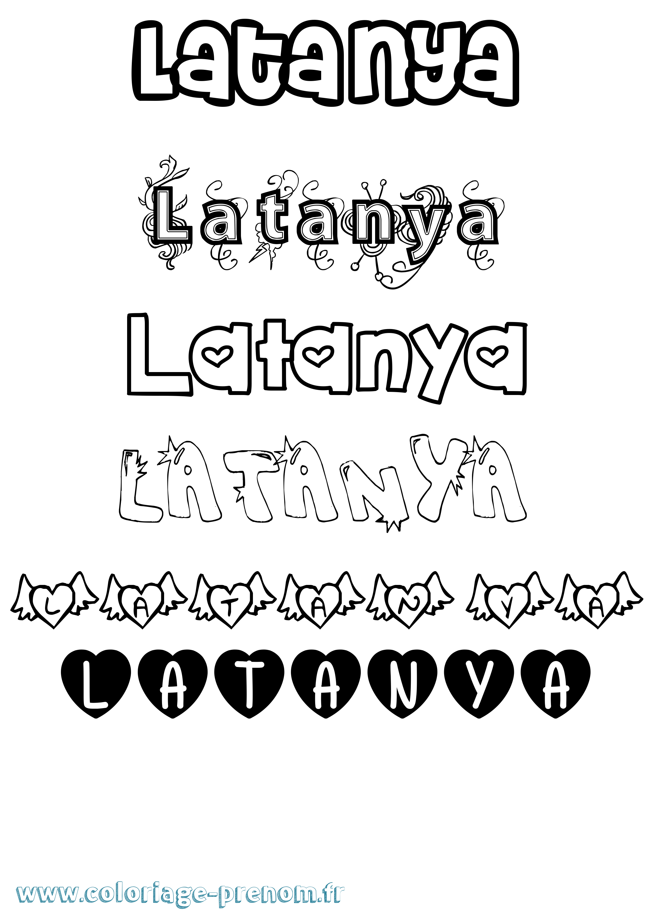 Coloriage prénom Latanya Girly