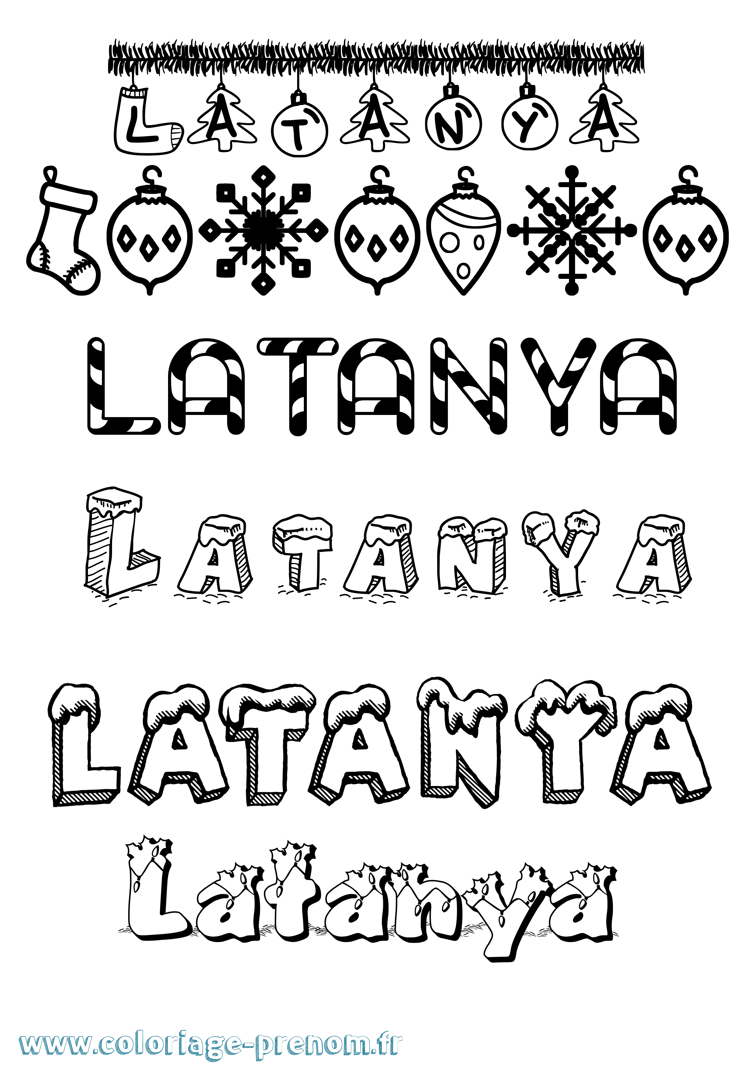 Coloriage prénom Latanya Noël