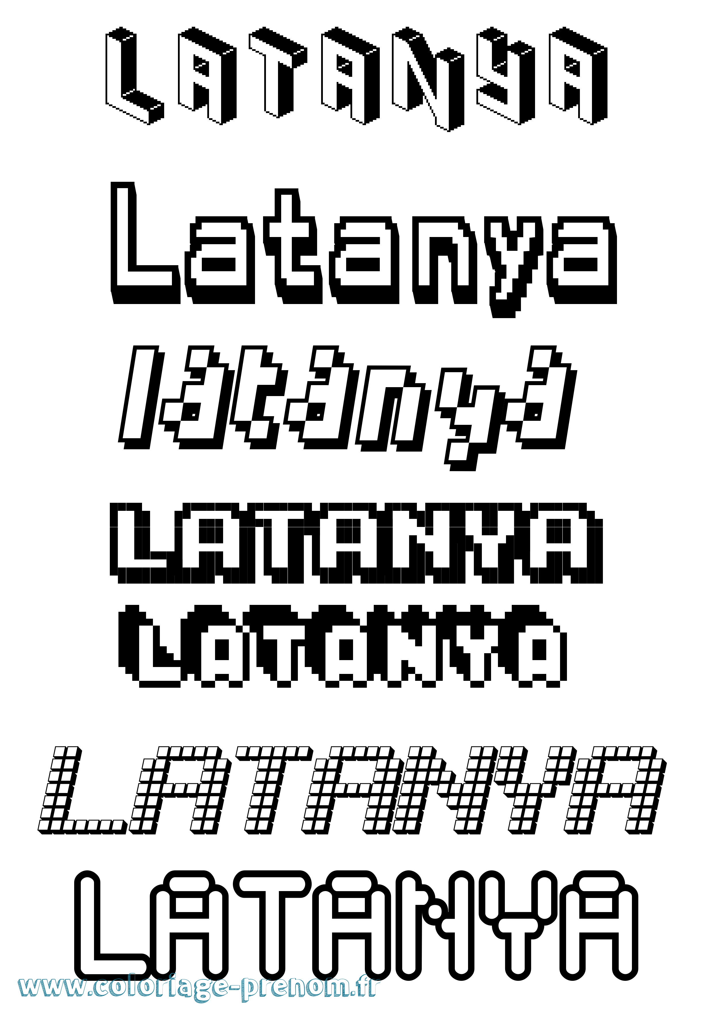 Coloriage prénom Latanya Pixel