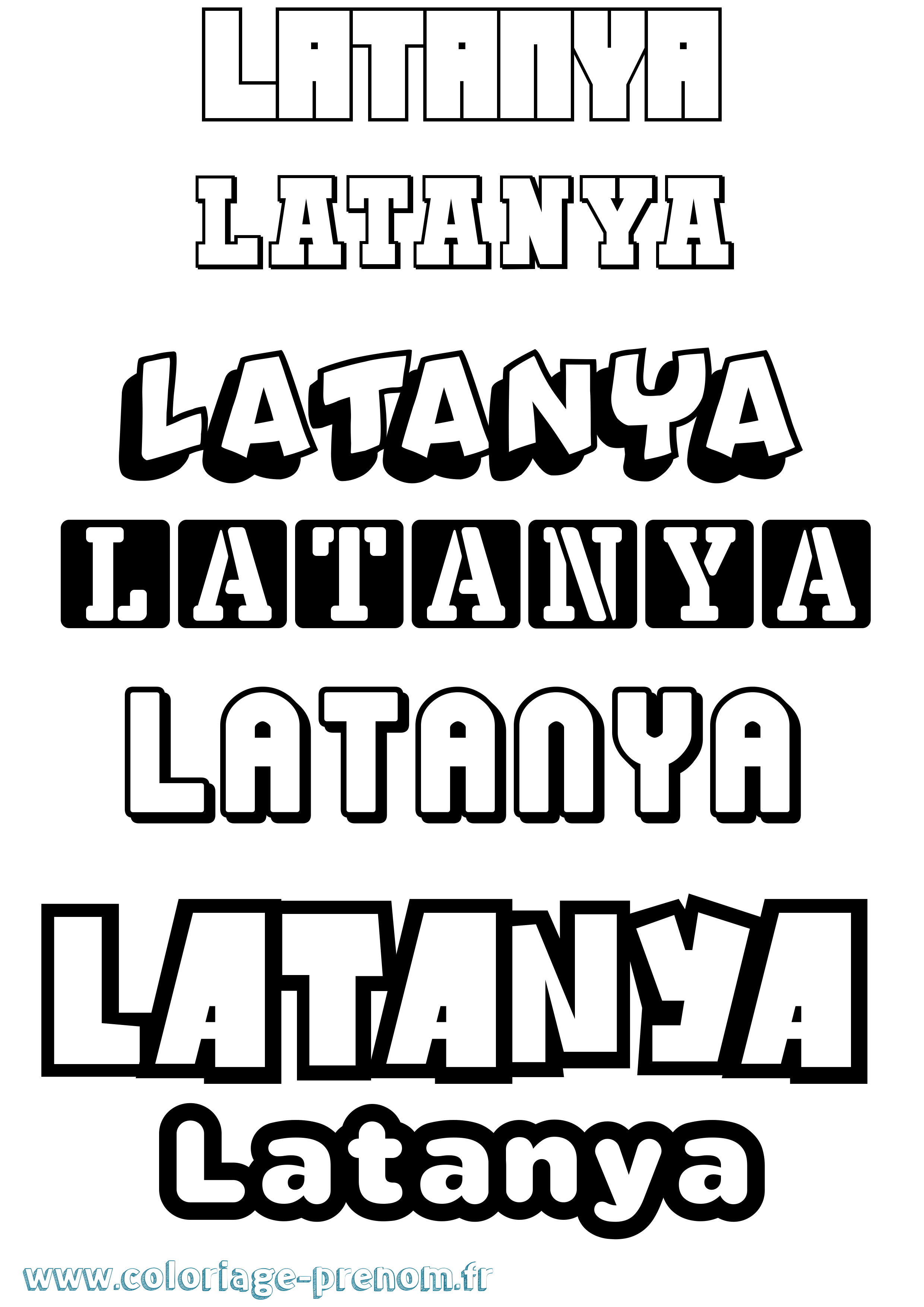 Coloriage prénom Latanya Simple