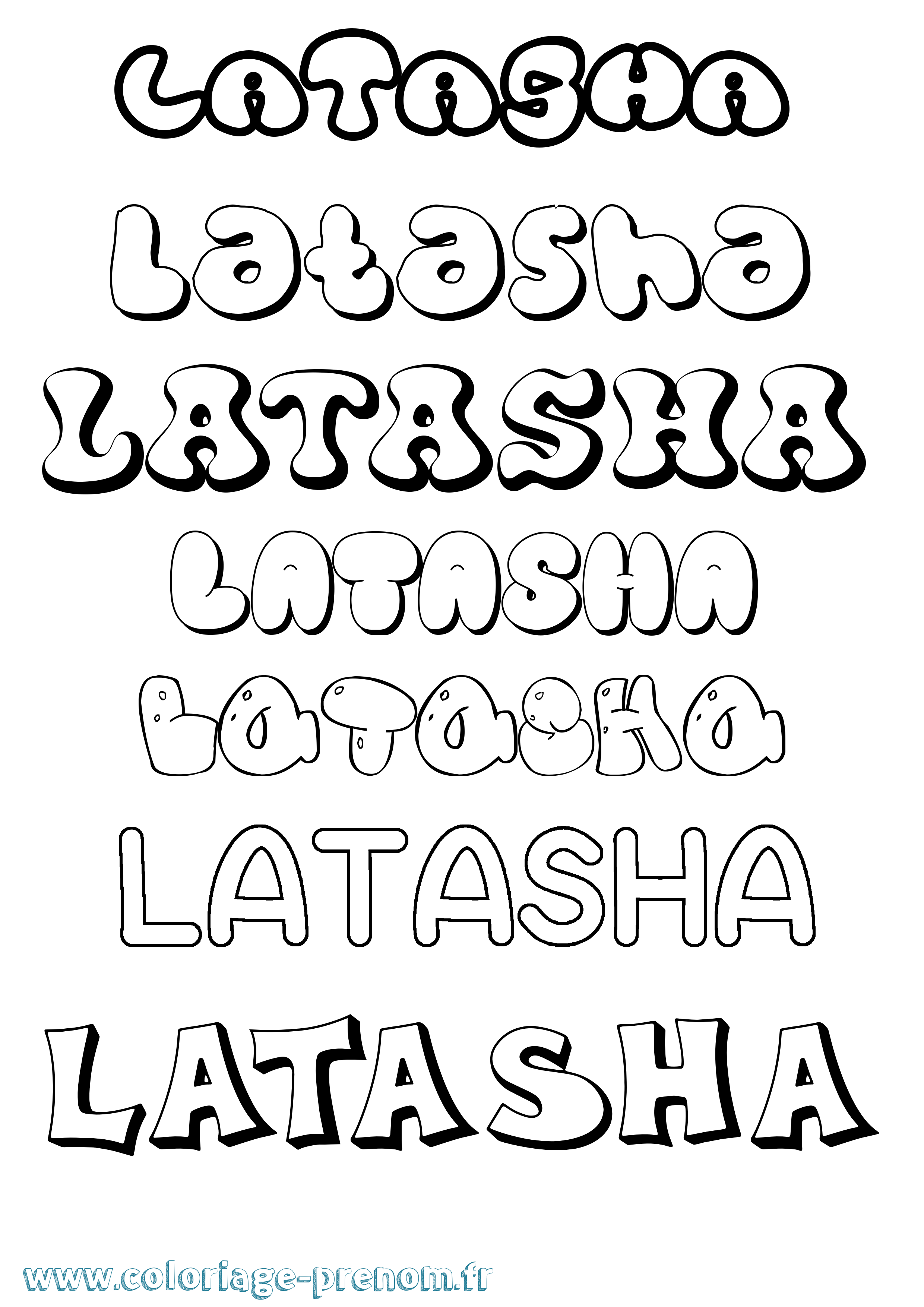 Coloriage Latasha Bubble Coloriage prénom Latasha Bubble