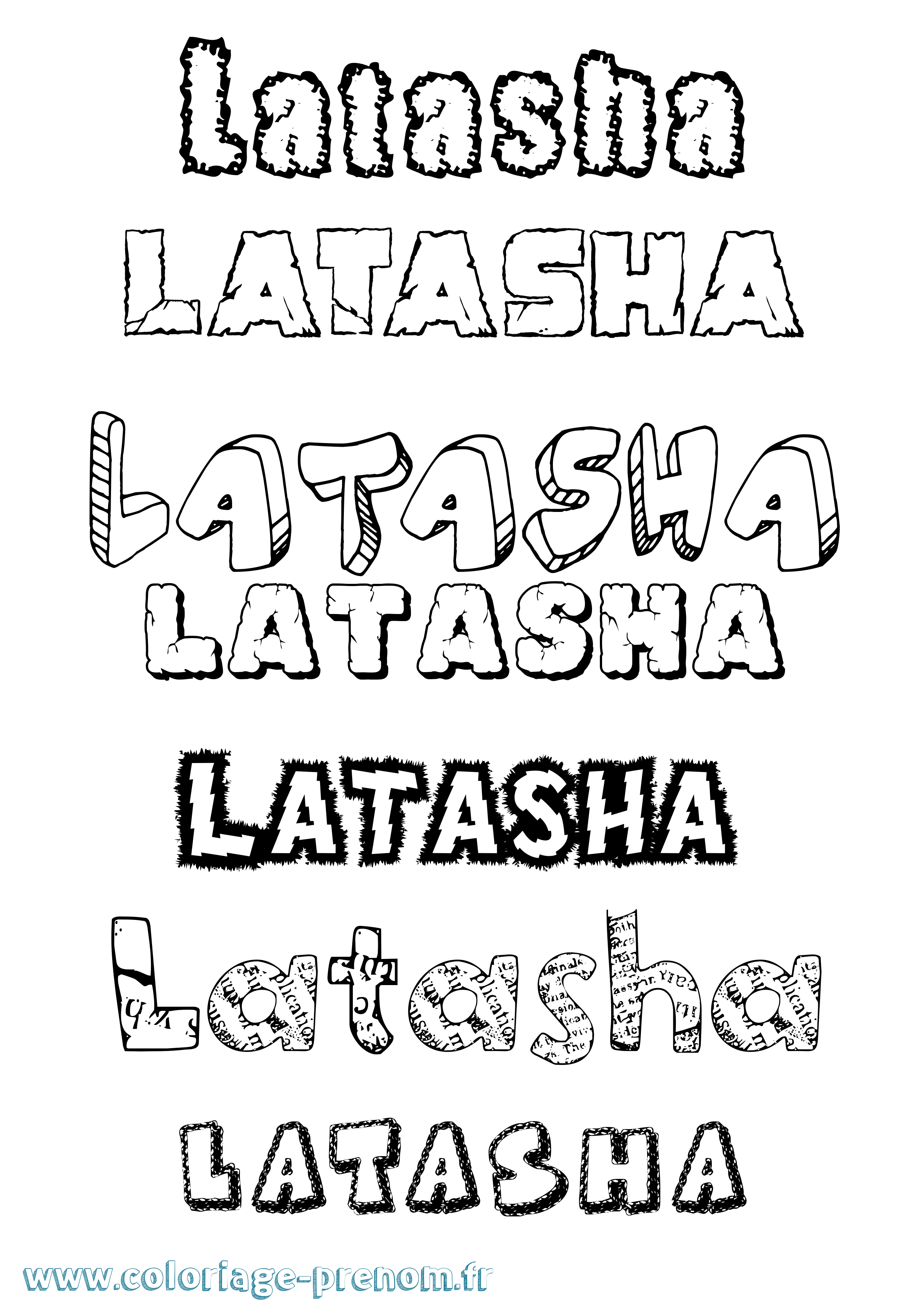 Coloriage Latasha Destructuré Coloriage prénom Latasha Destructuré