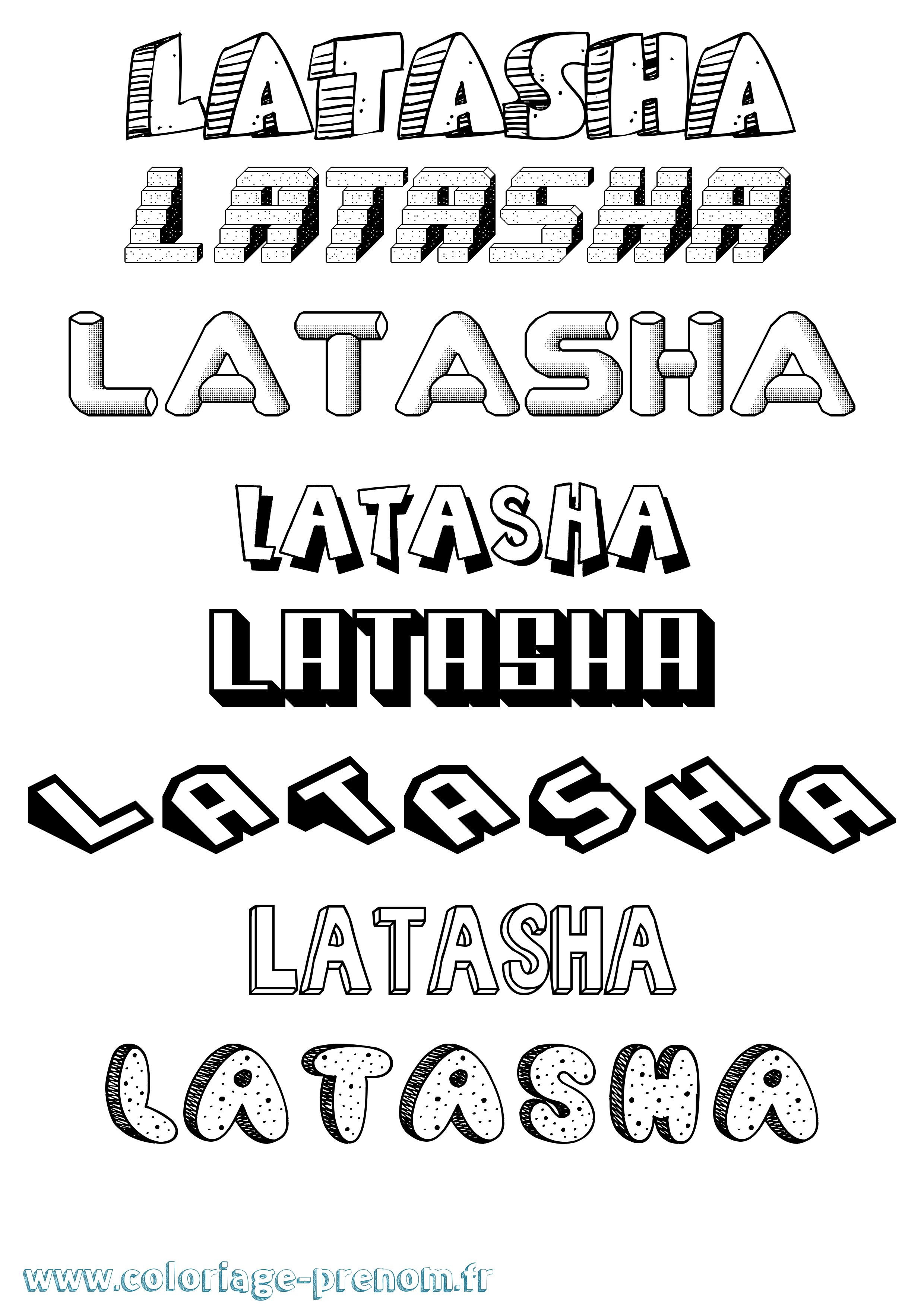 Coloriage Latasha Effet 3D Coloriage prénom Latasha Effet 3D