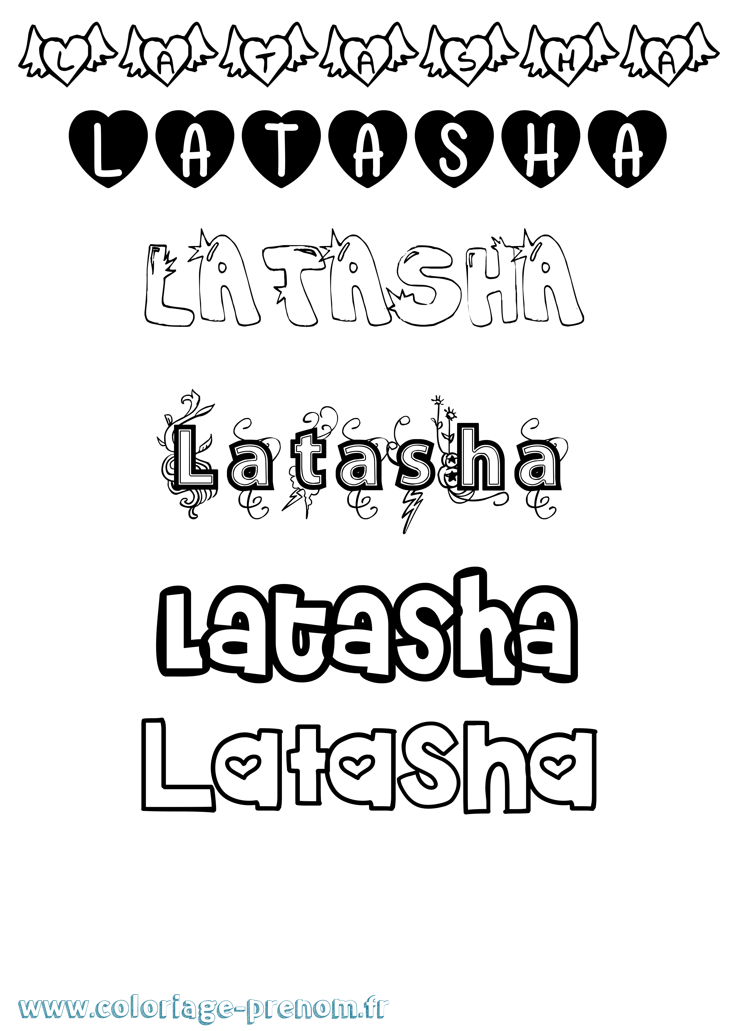 Coloriage Latasha Girly Coloriage prénom Latasha Girly