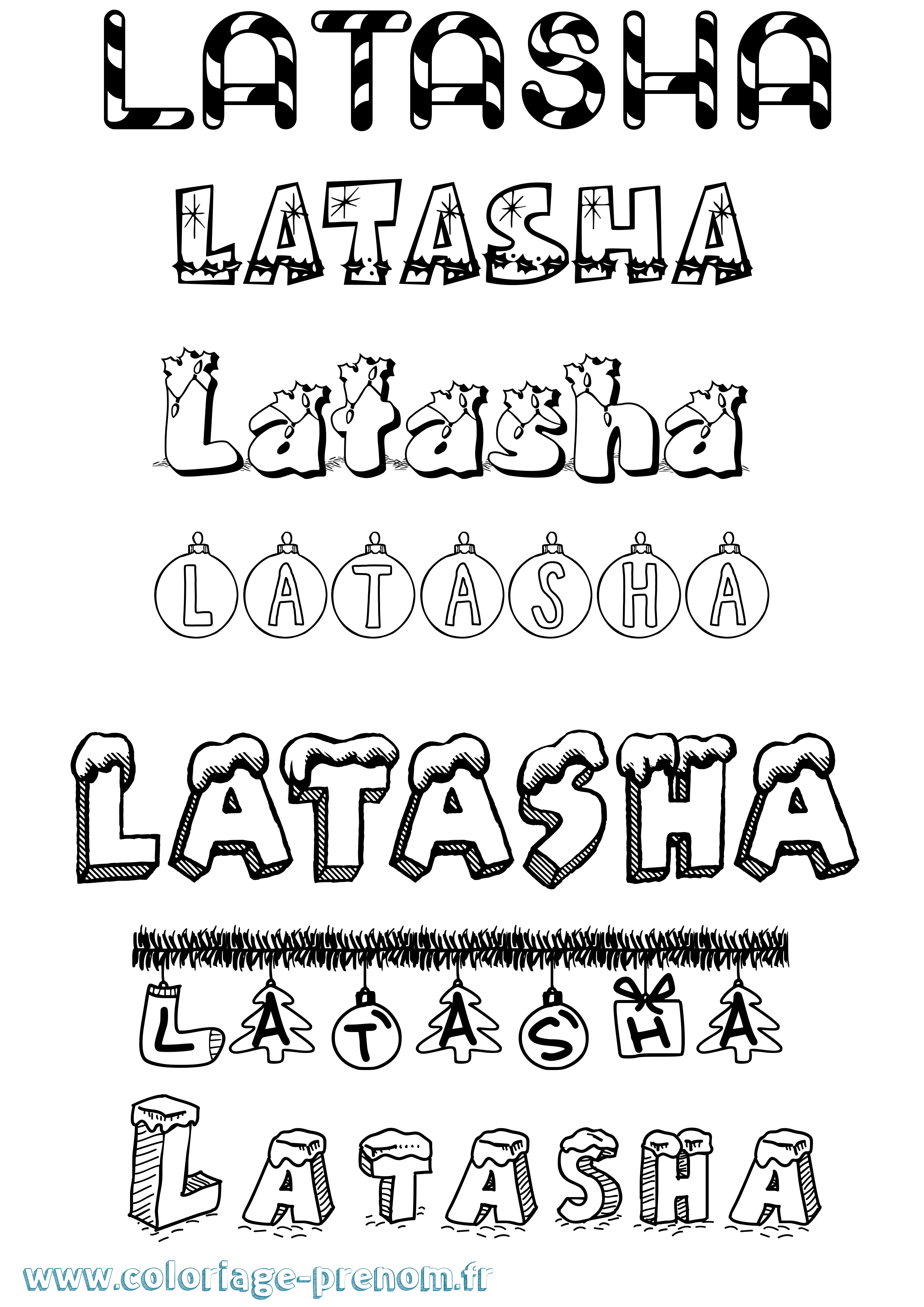 Coloriage Latasha Noël Coloriage prénom Latasha Noël