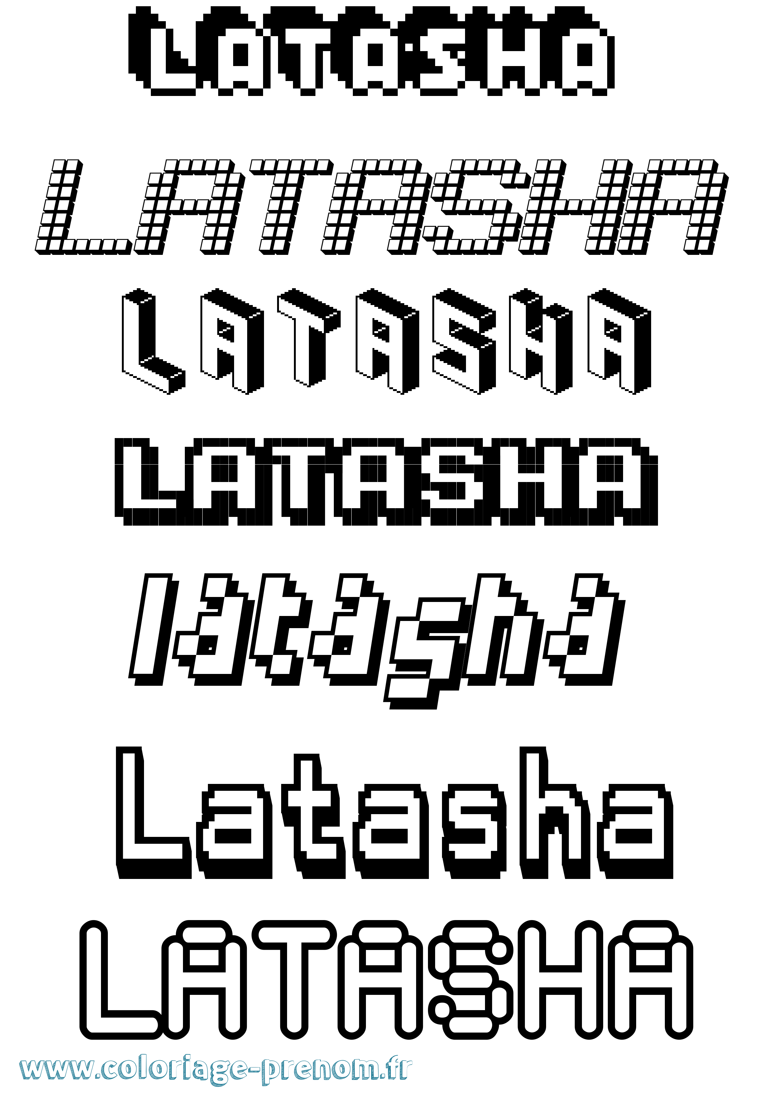Coloriage Latasha Pixel Coloriage prénom Latasha Pixel
