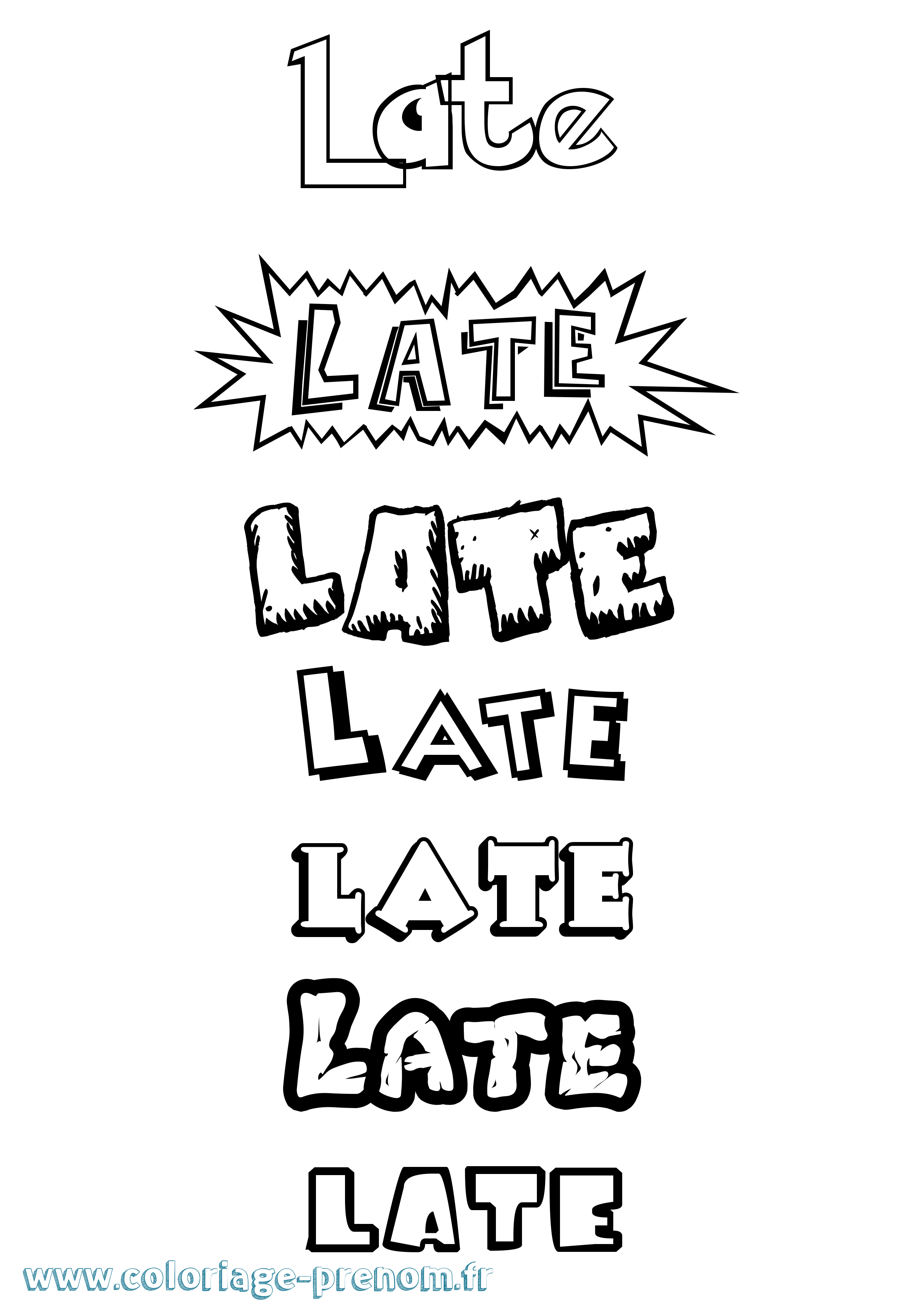 Coloriage Late Dessin Animé Coloriage prénom Late Dessin Animé