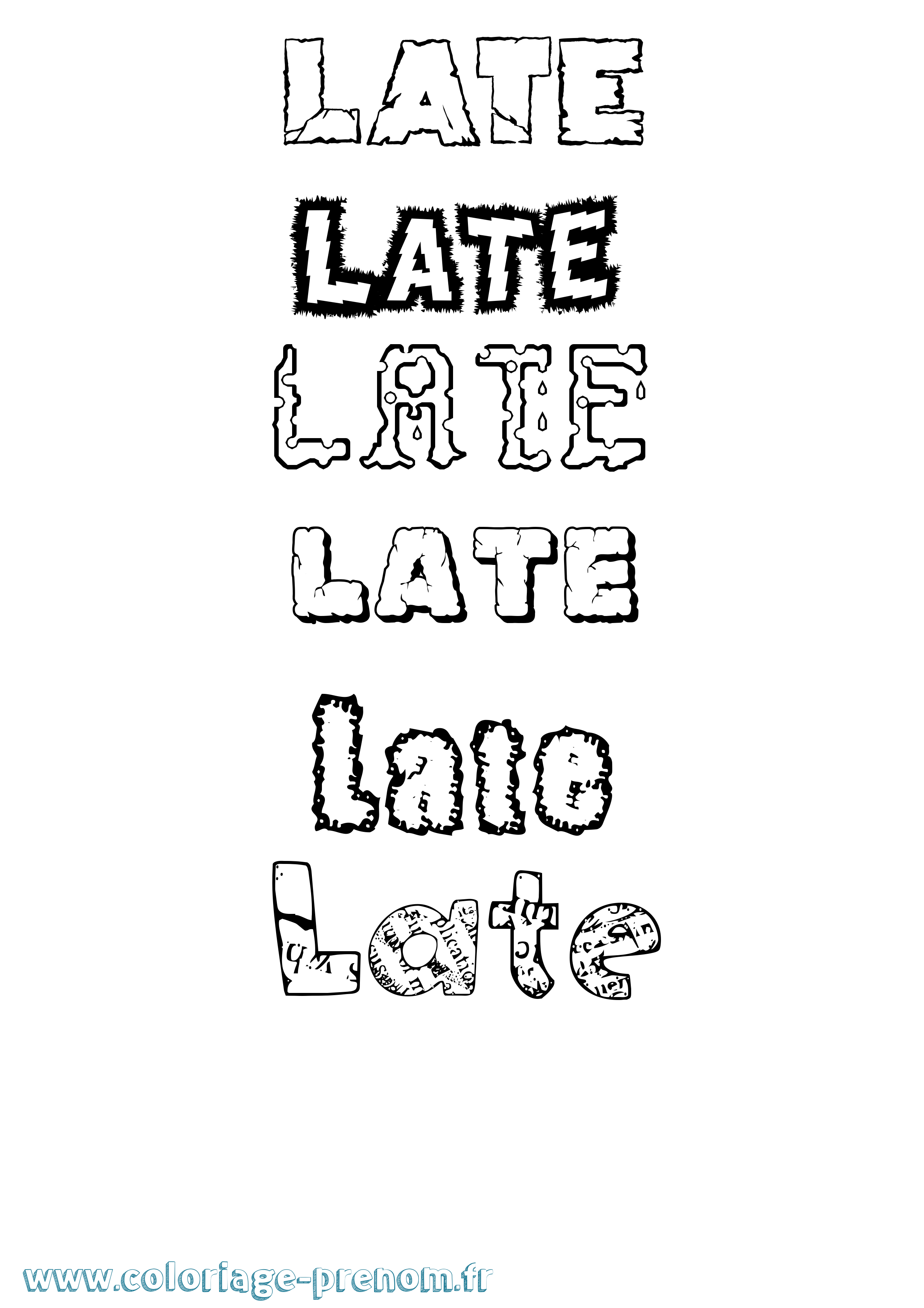 Coloriage Late Destructuré Coloriage prénom Late Destructuré