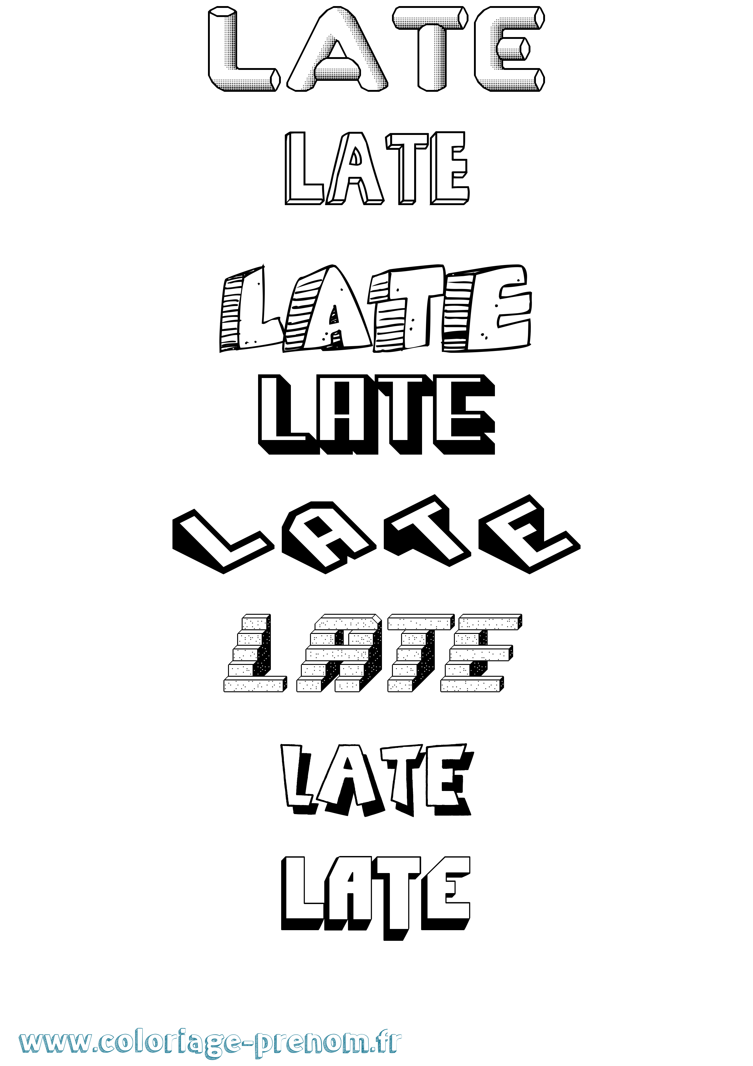 Coloriage Late Effet 3D Coloriage prénom Late Effet 3D