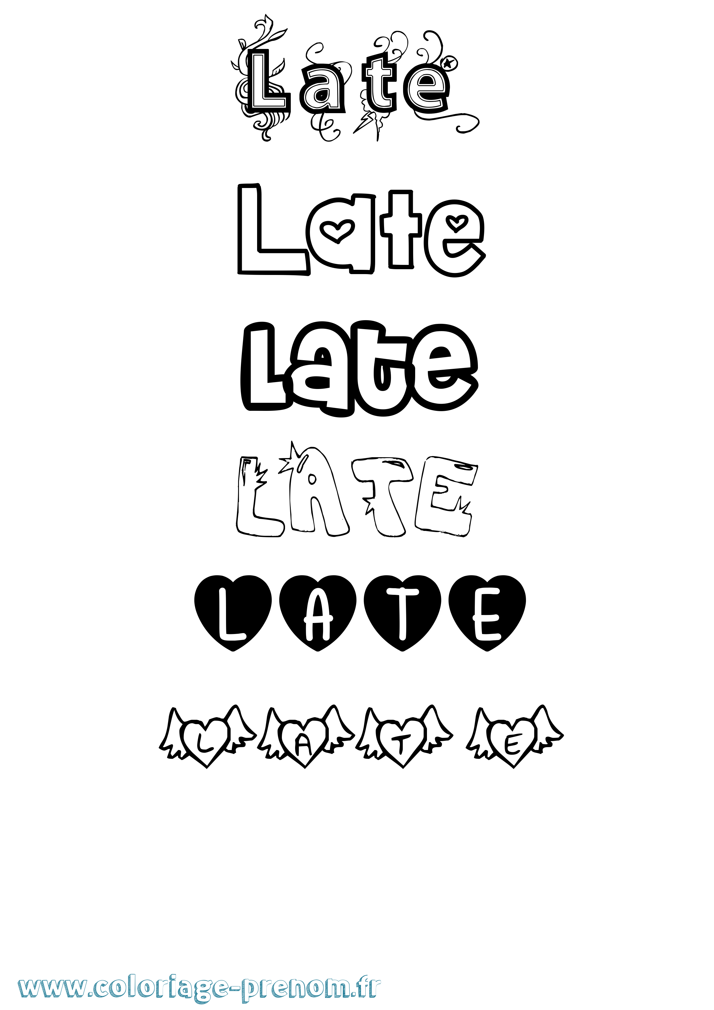 Coloriage Late Girly Coloriage prénom Late Girly