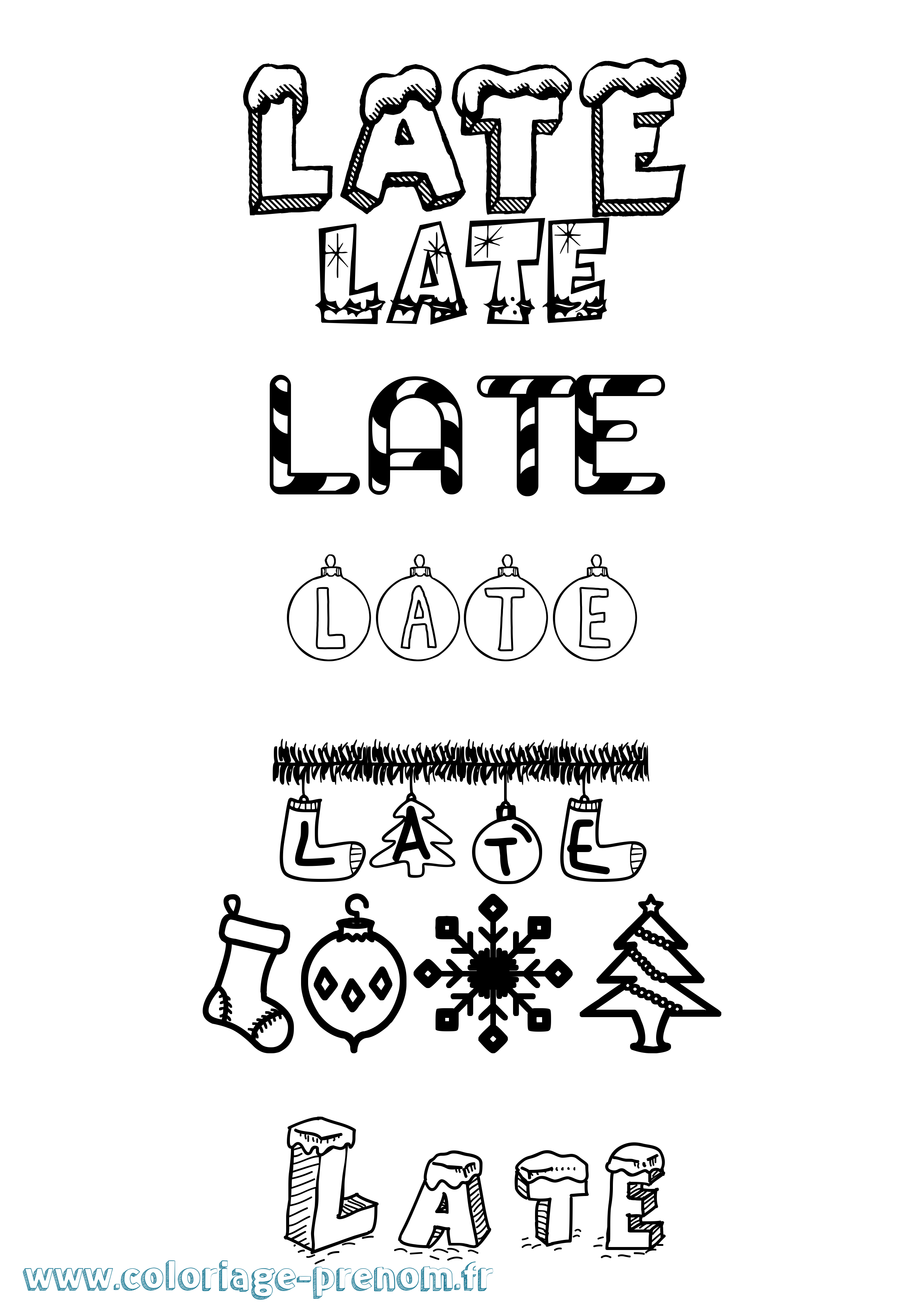 Coloriage Late Noël Coloriage prénom Late Noël
