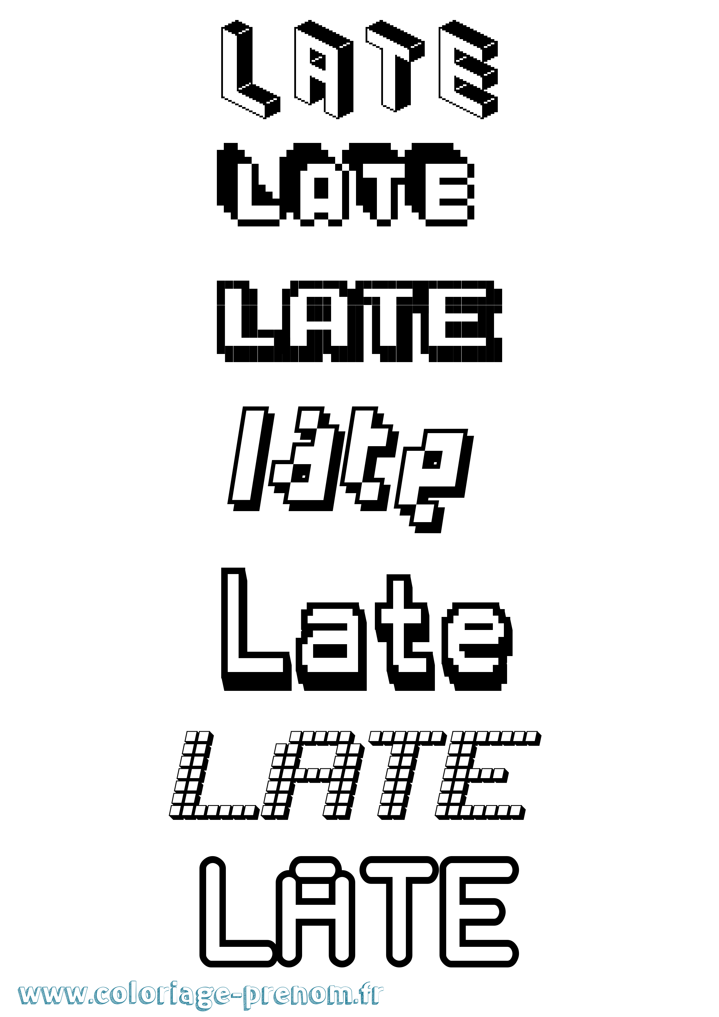 Coloriage Late Pixel Coloriage prénom Late Pixel