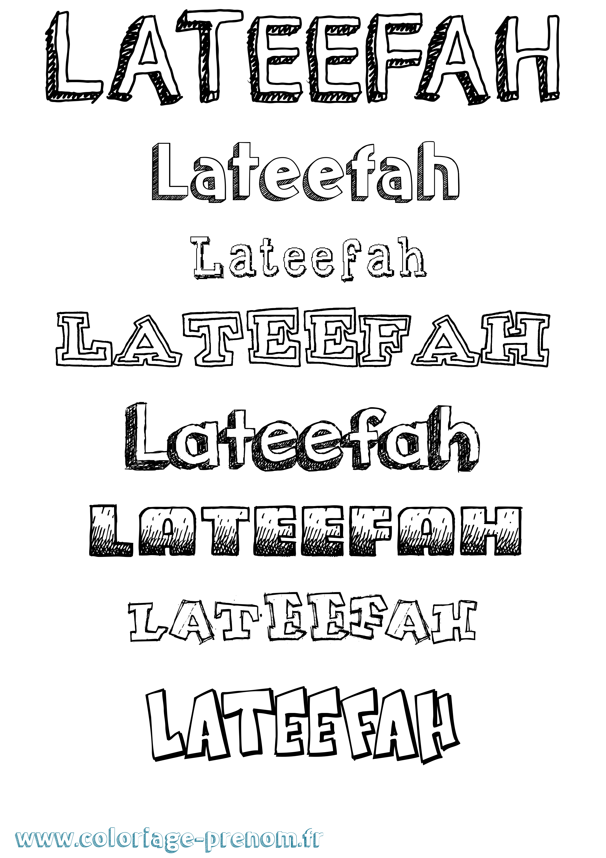 Coloriage prénom Lateefah Dessiné