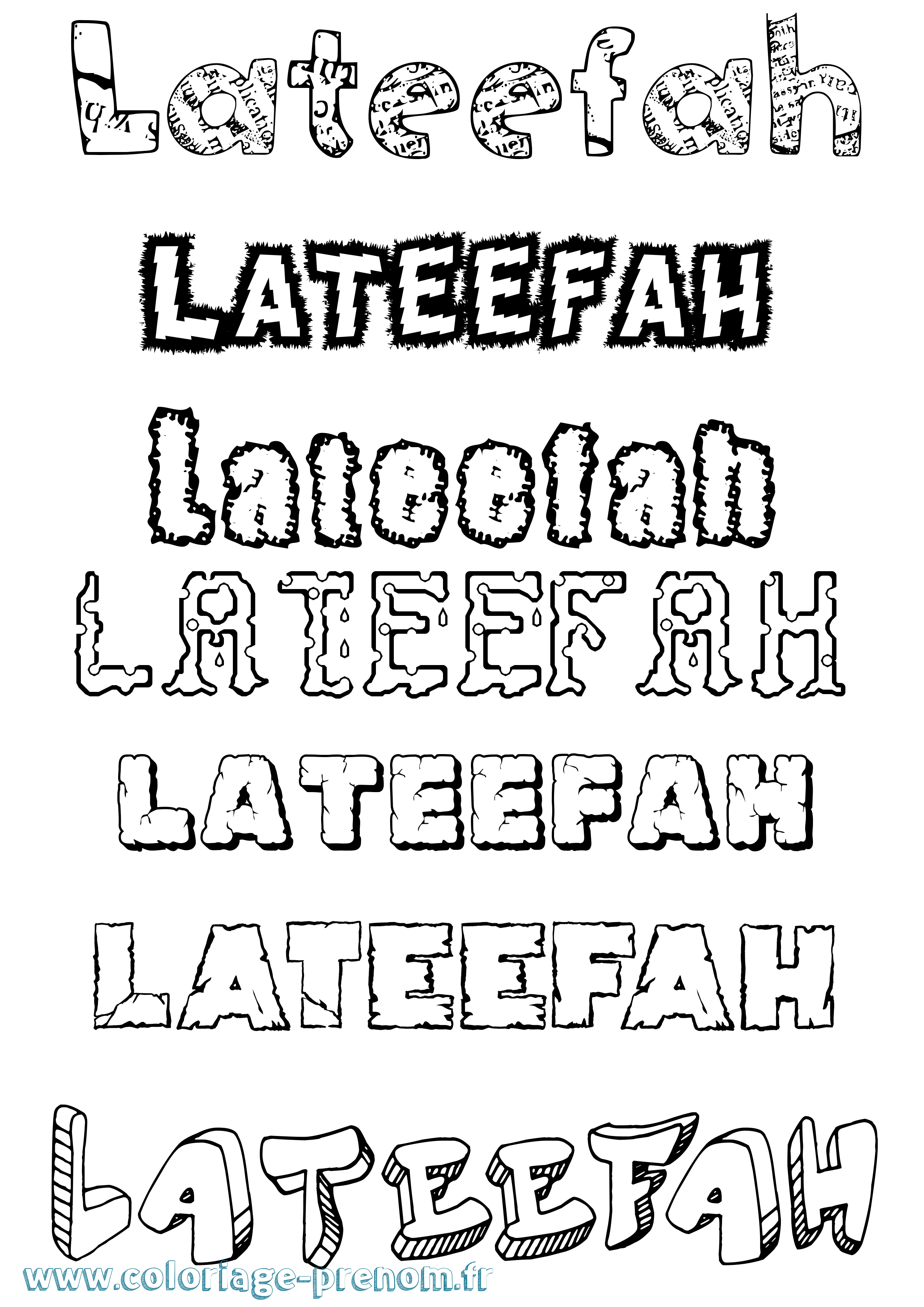 Coloriage prénom Lateefah Destructuré
