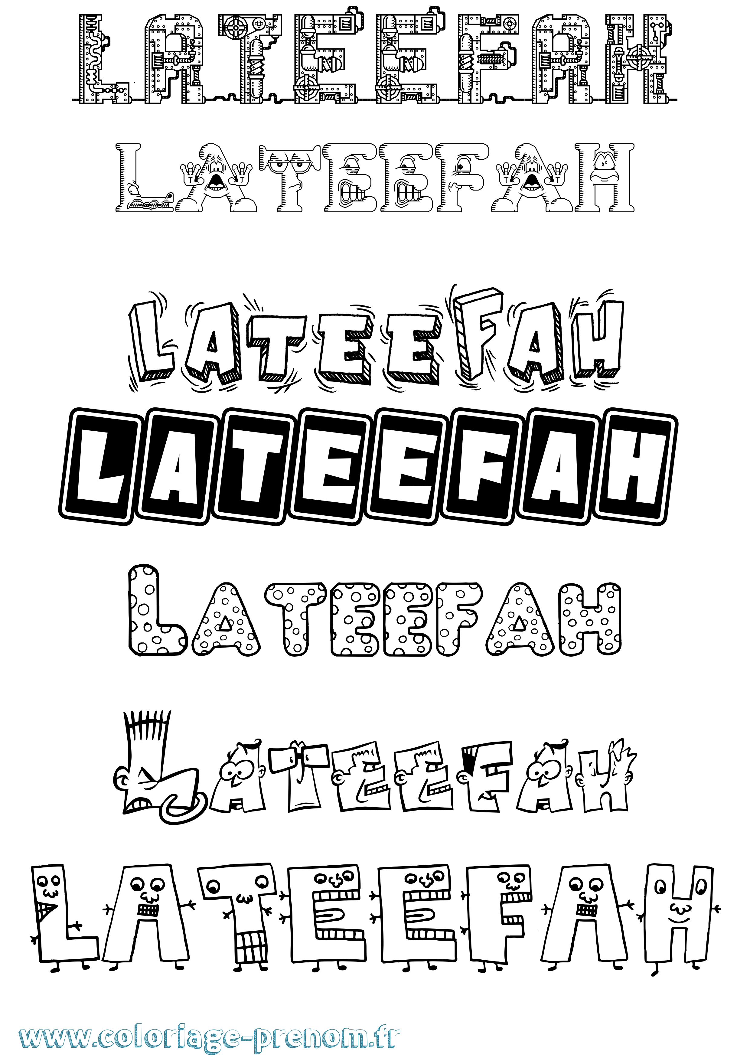 Coloriage prénom Lateefah Fun