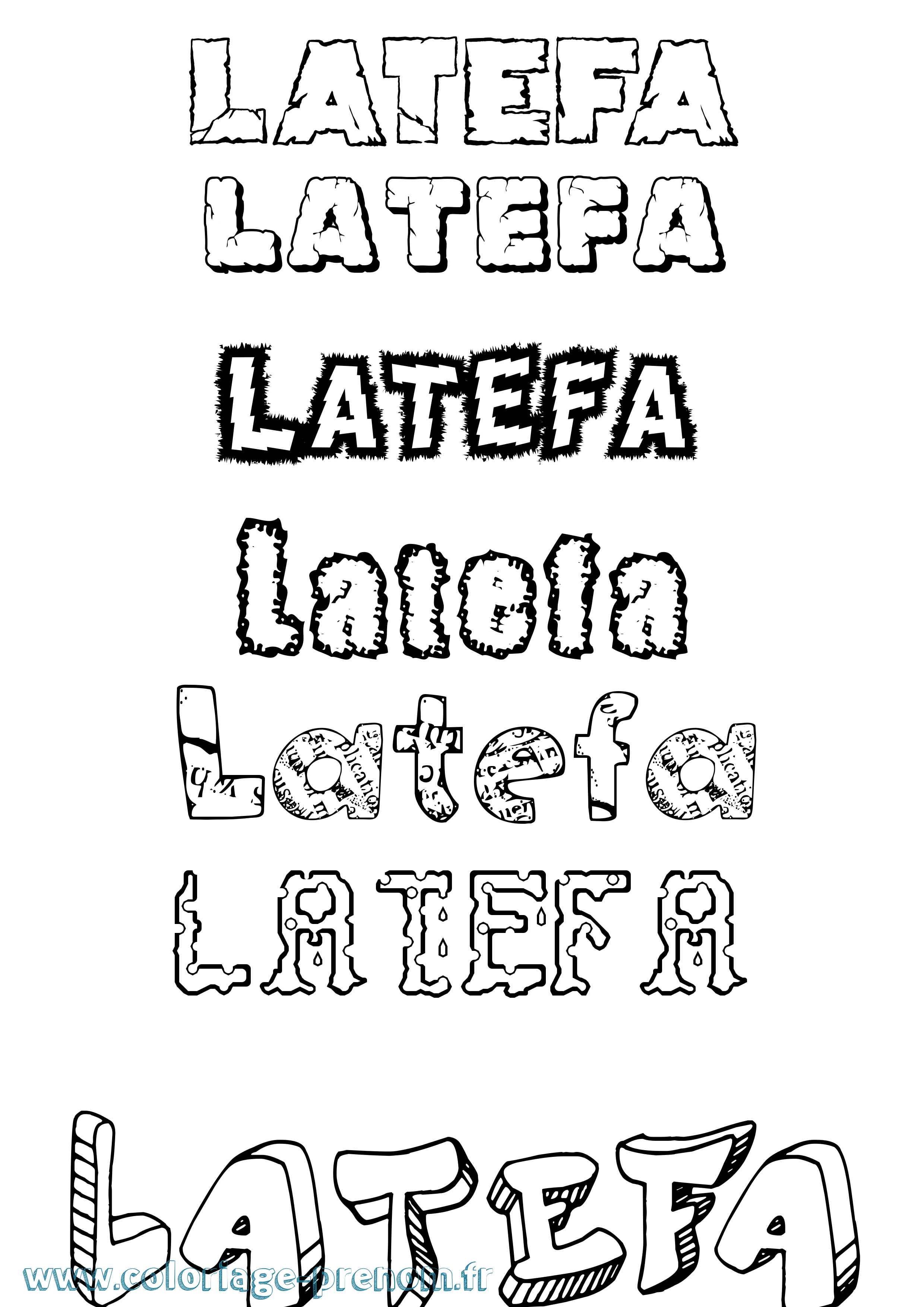Coloriage prénom Latefa Destructuré
