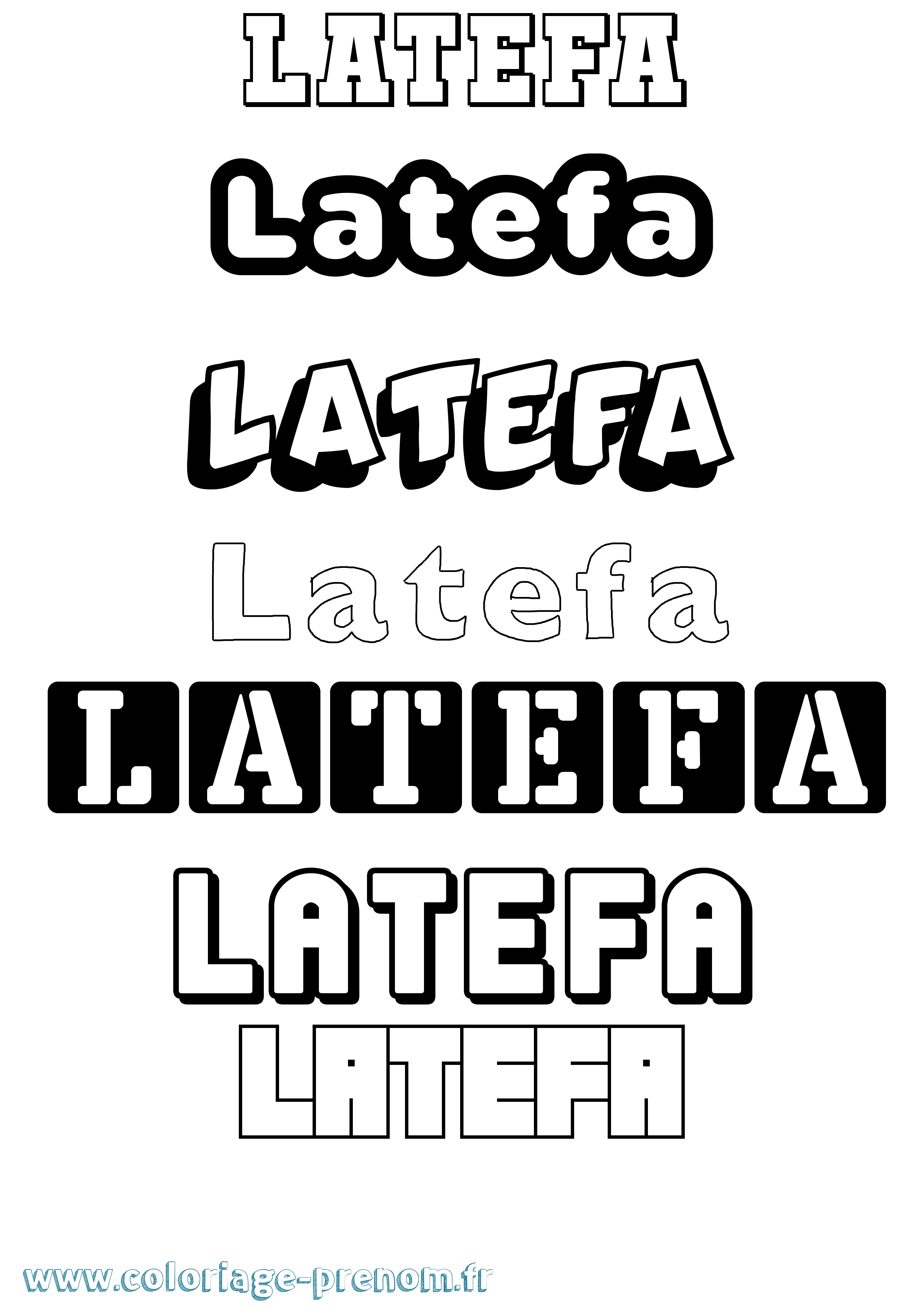 Coloriage prénom Latefa Simple