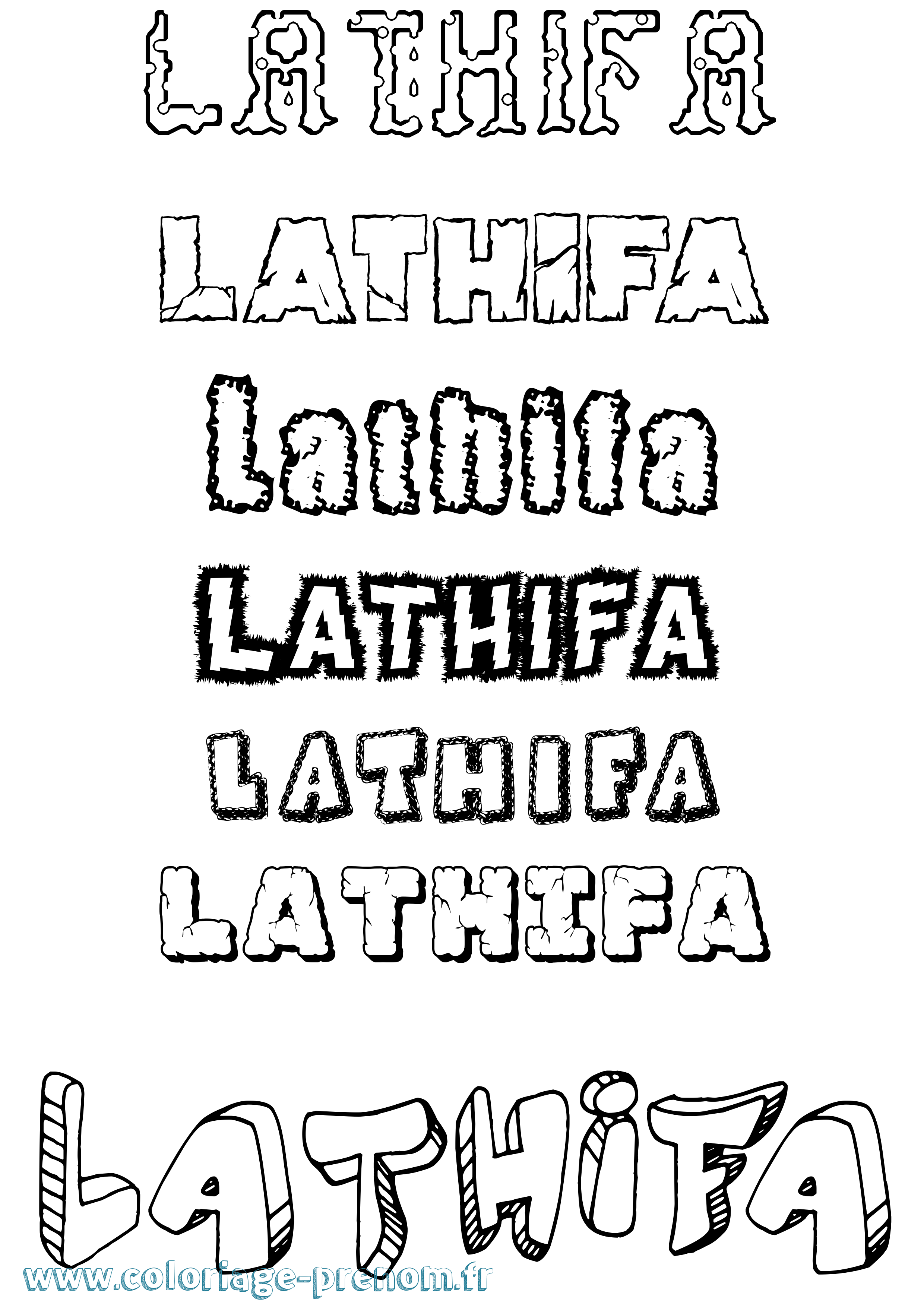 Coloriage prénom Lathifa Destructuré