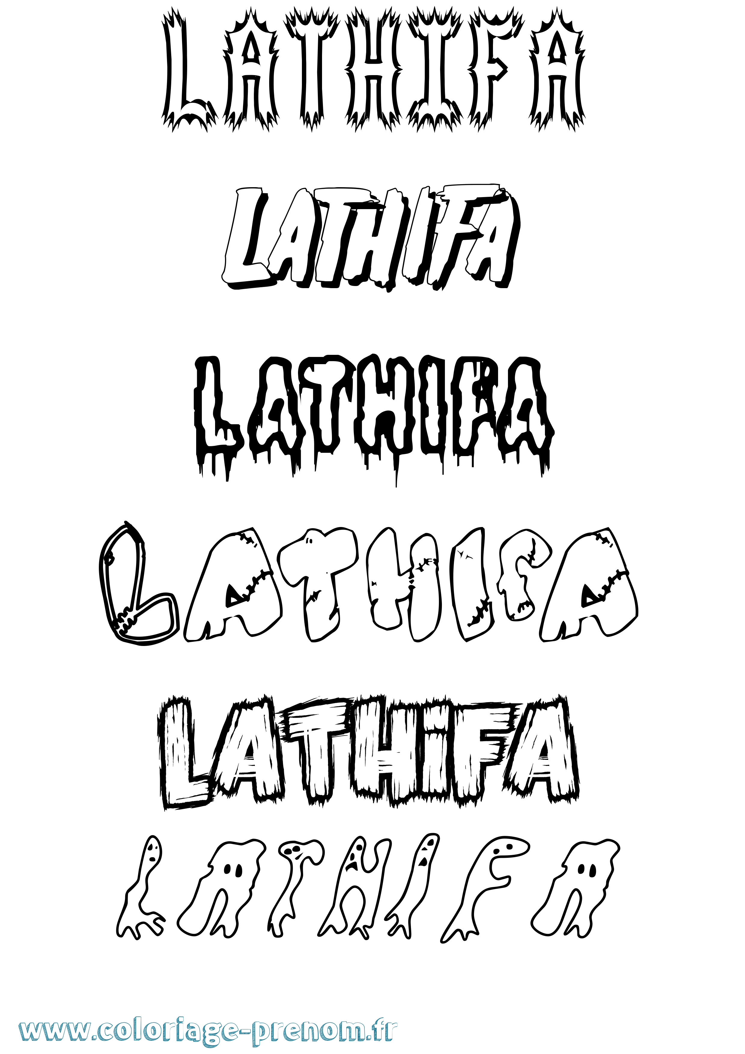 Coloriage prénom Lathifa Frisson