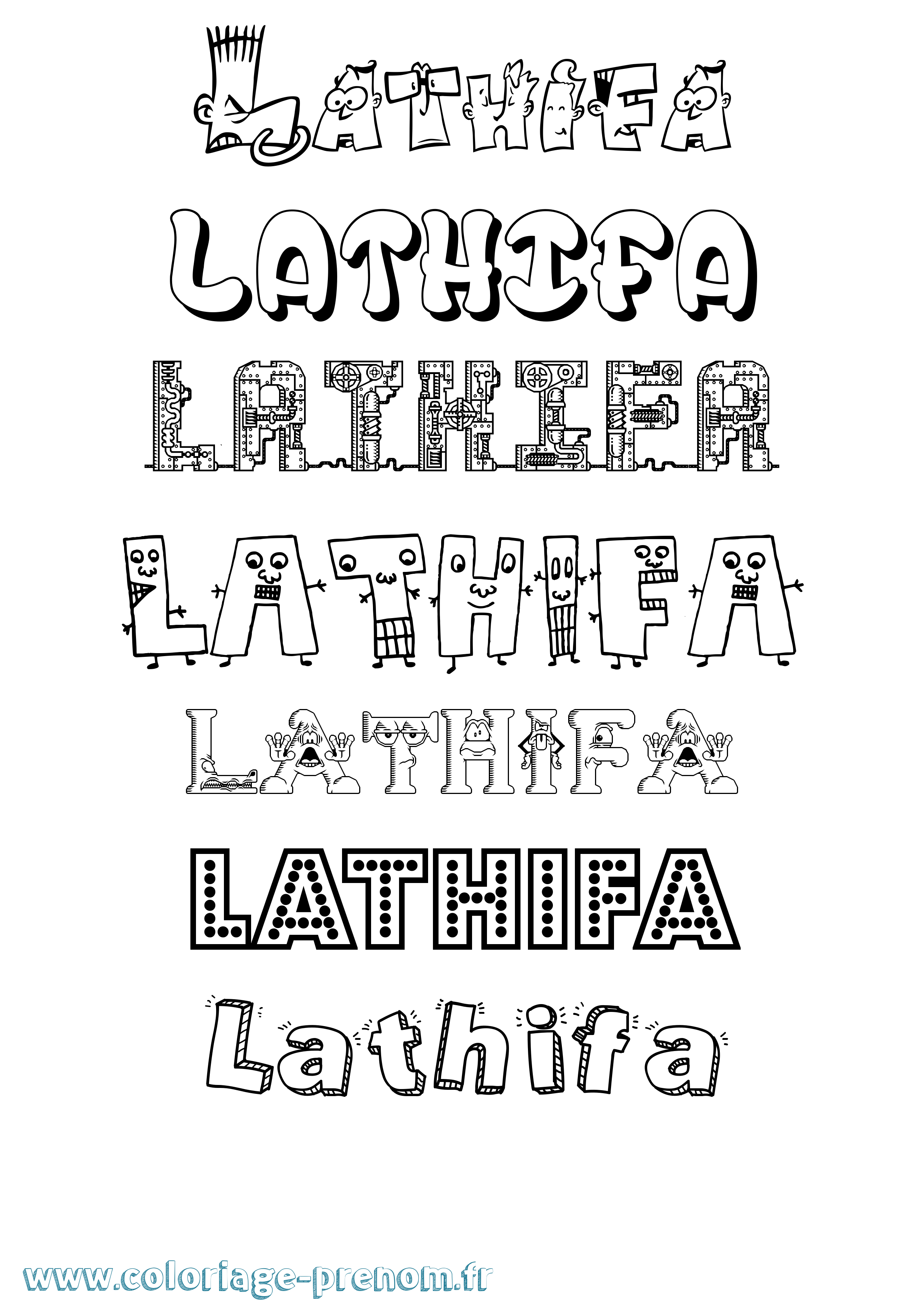 Coloriage prénom Lathifa Fun