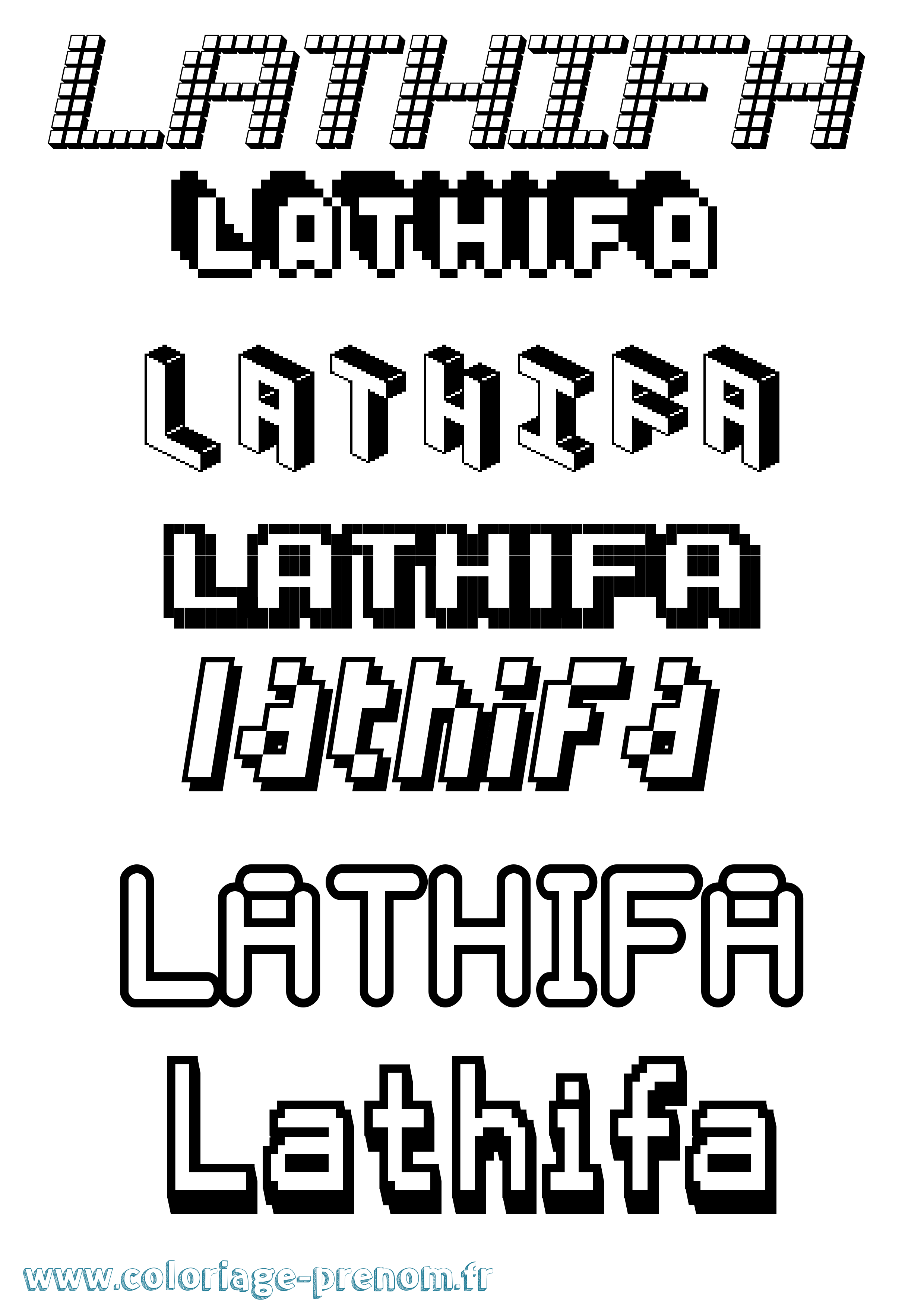 Coloriage prénom Lathifa Pixel