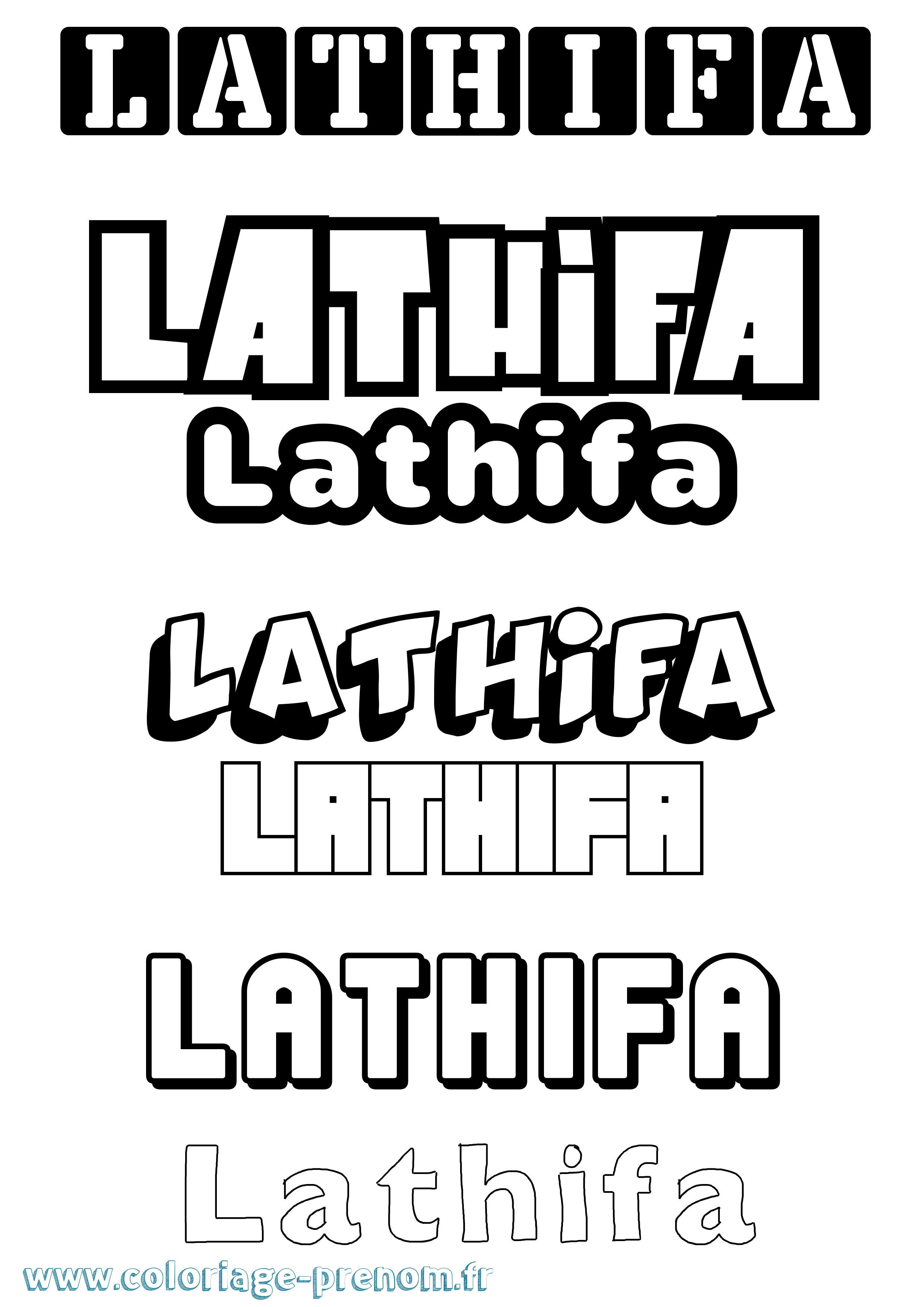 Coloriage prénom Lathifa Simple