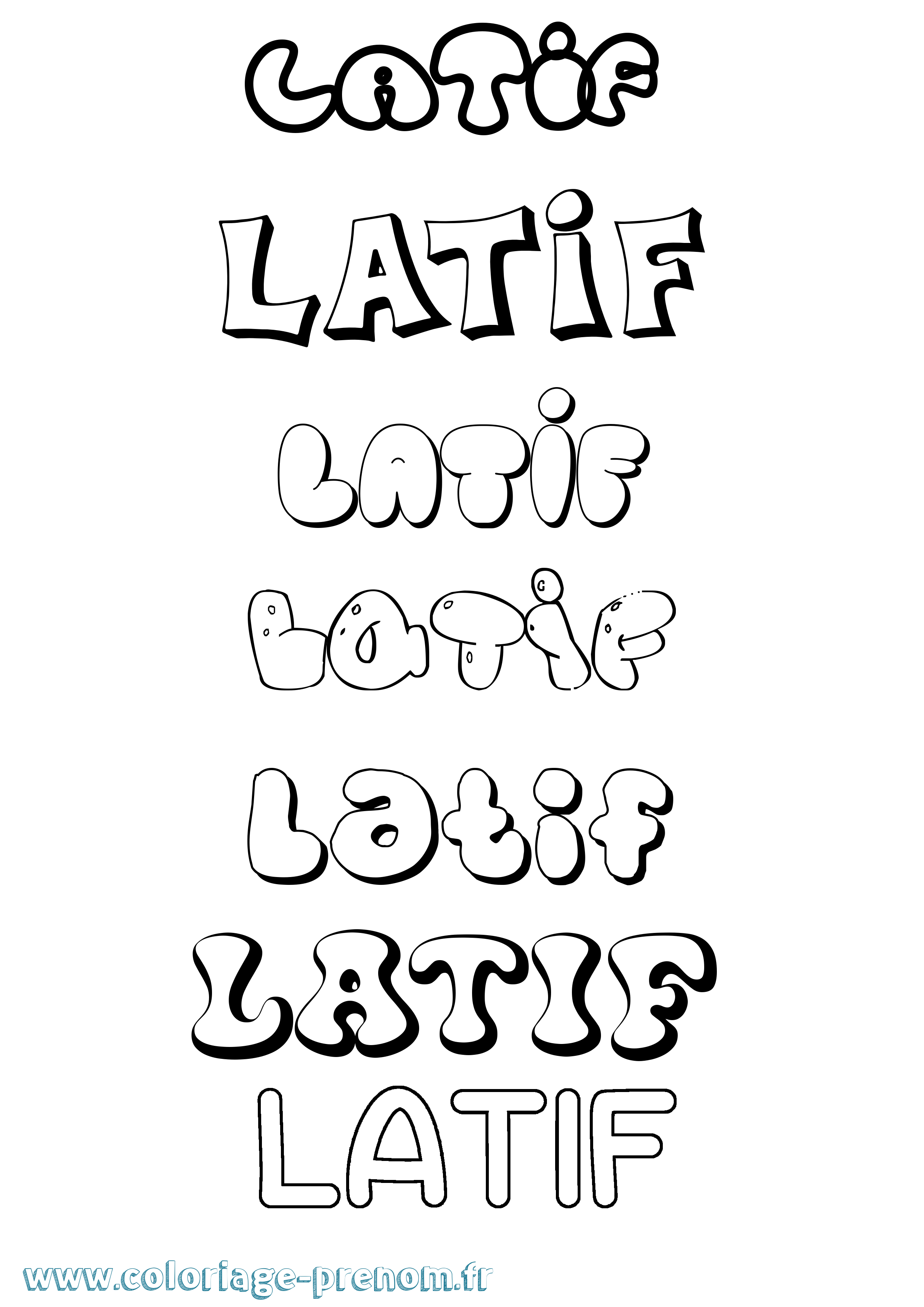 Coloriage Latif Bubble Coloriage prénom Latif Bubble