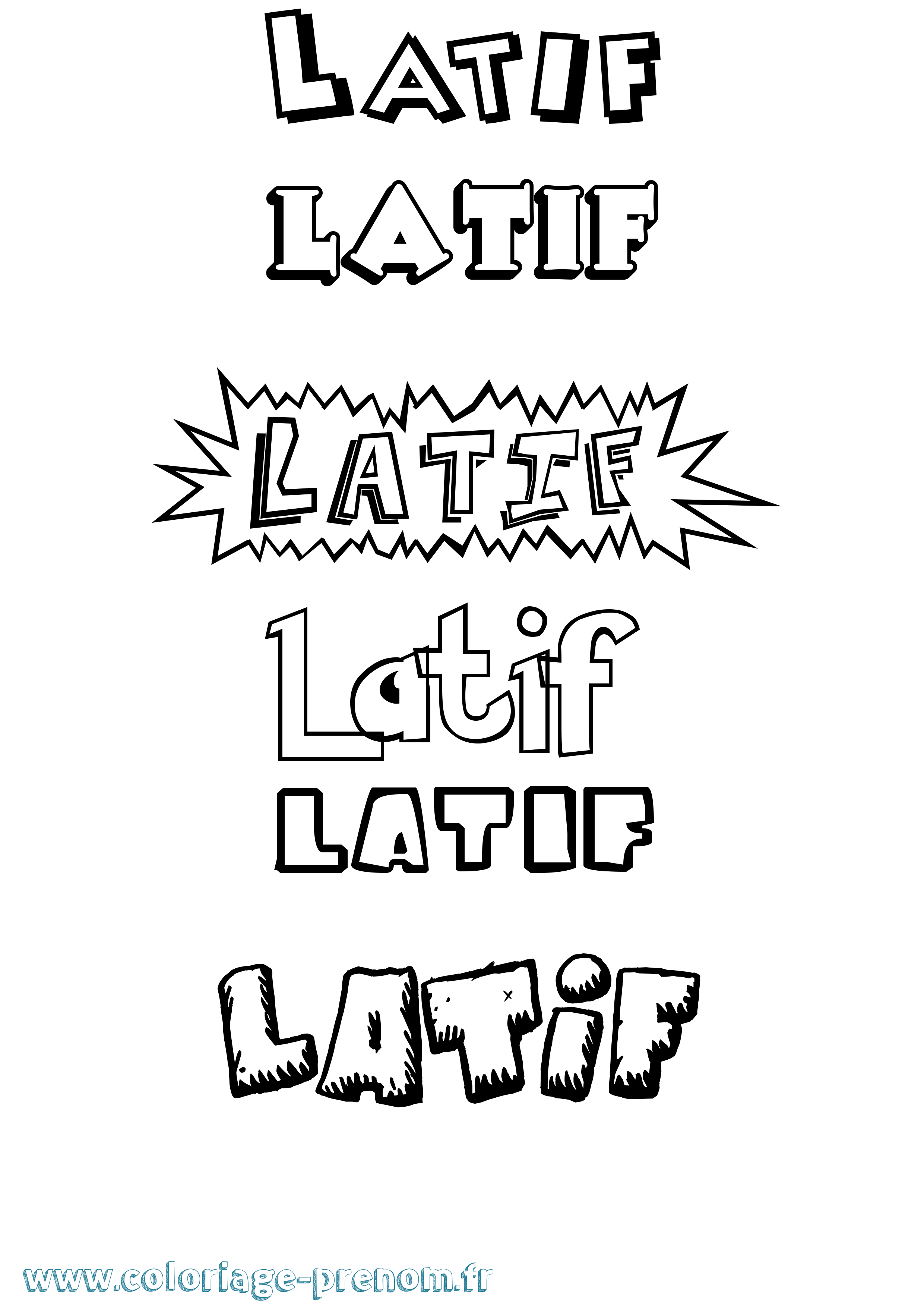 Coloriage Latif Dessin Animé Coloriage prénom Latif Dessin Animé