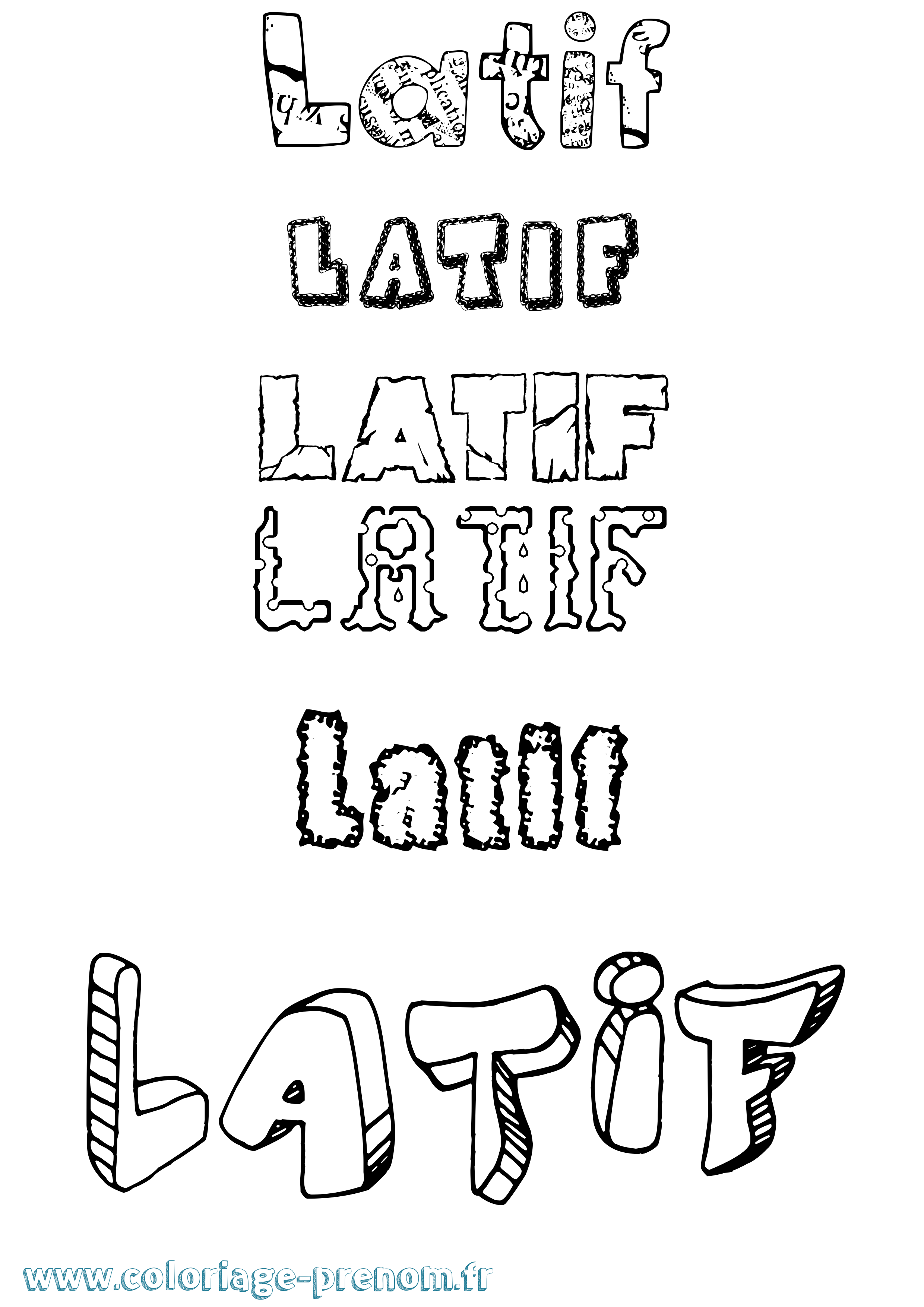 Coloriage prénom Latif Destructuré