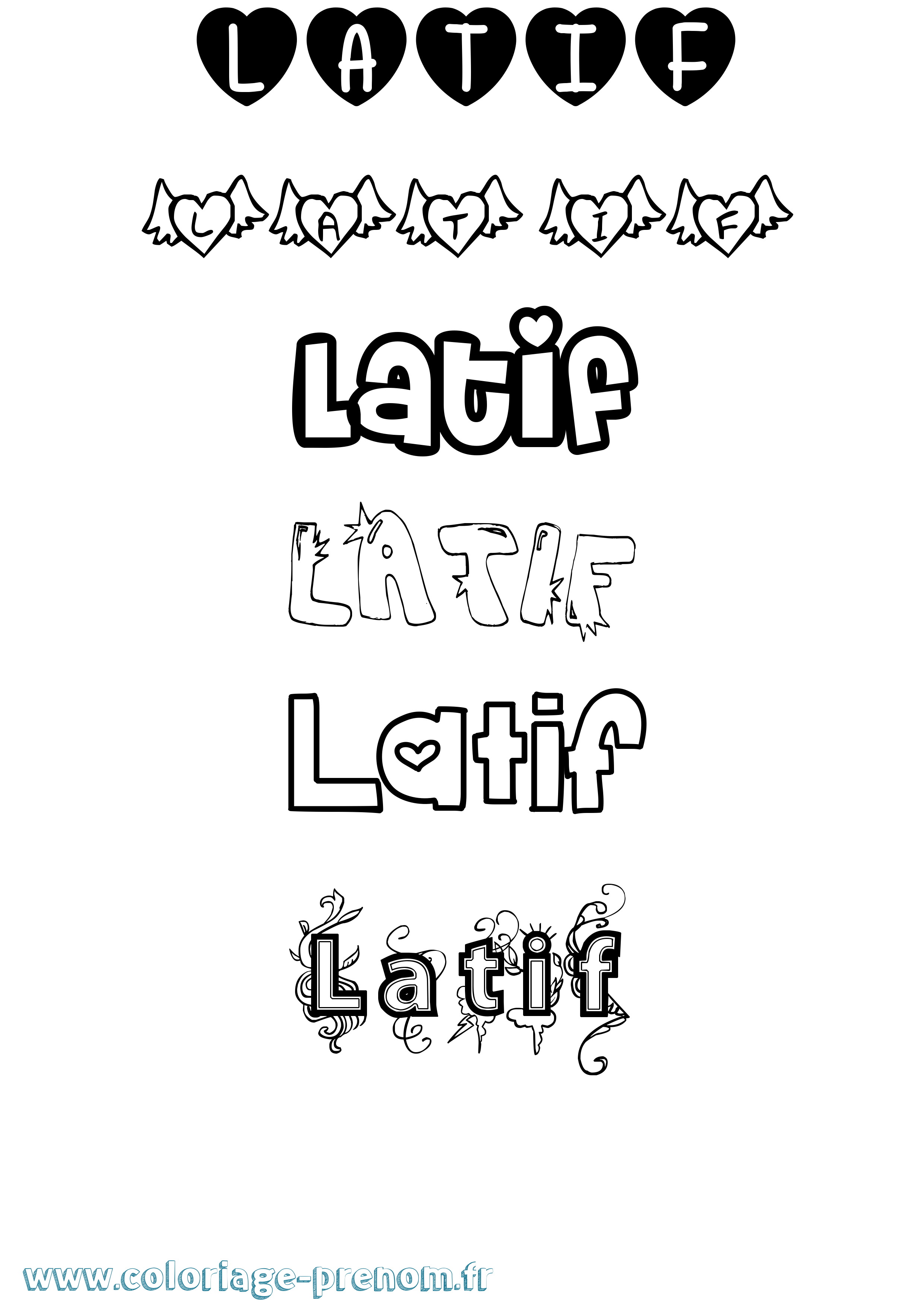 Coloriage Latif Girly Coloriage prénom Latif Girly