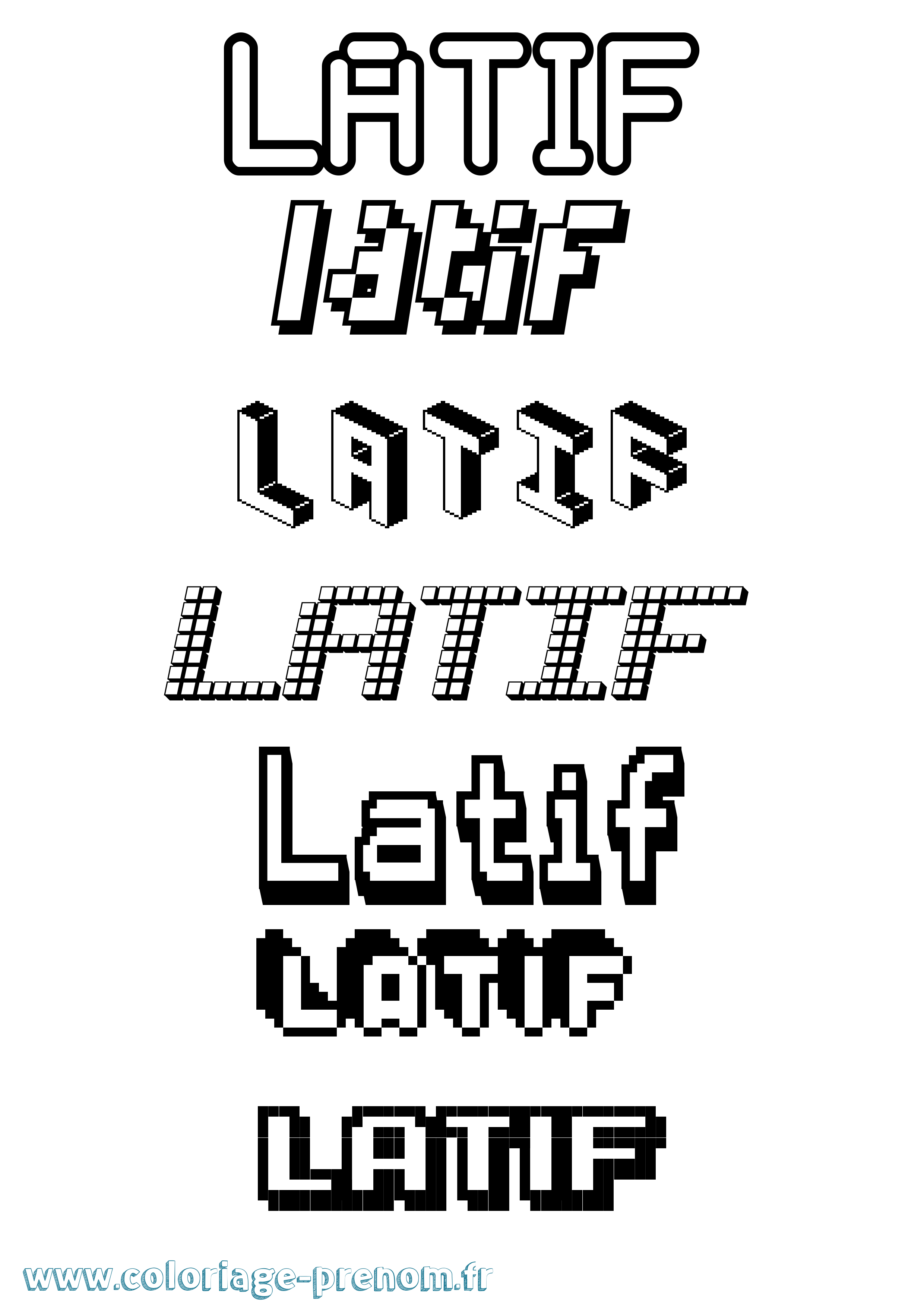 Coloriage Latif Pixel Coloriage prénom Latif Pixel