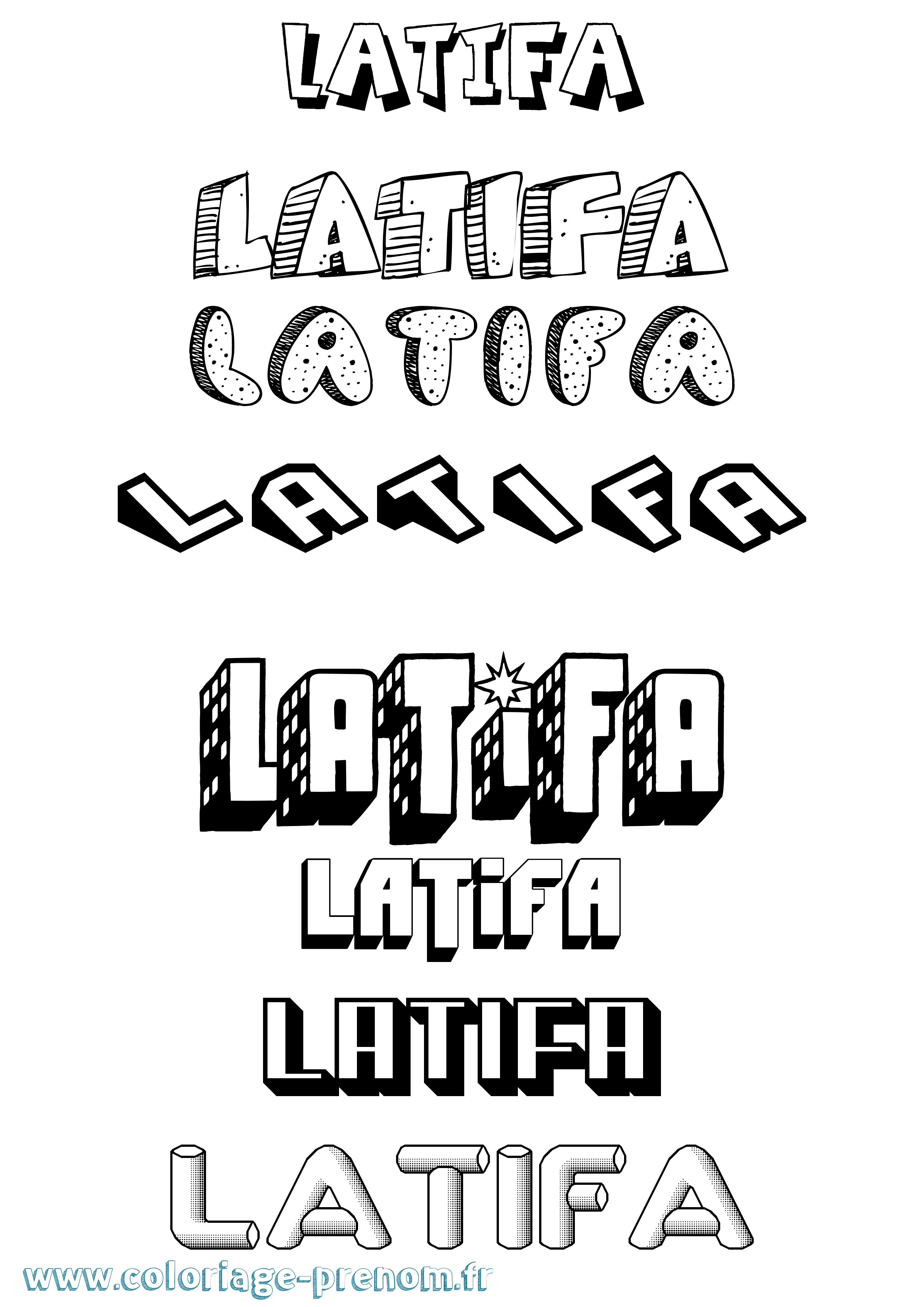 Coloriage prénom Latifa Effet 3D