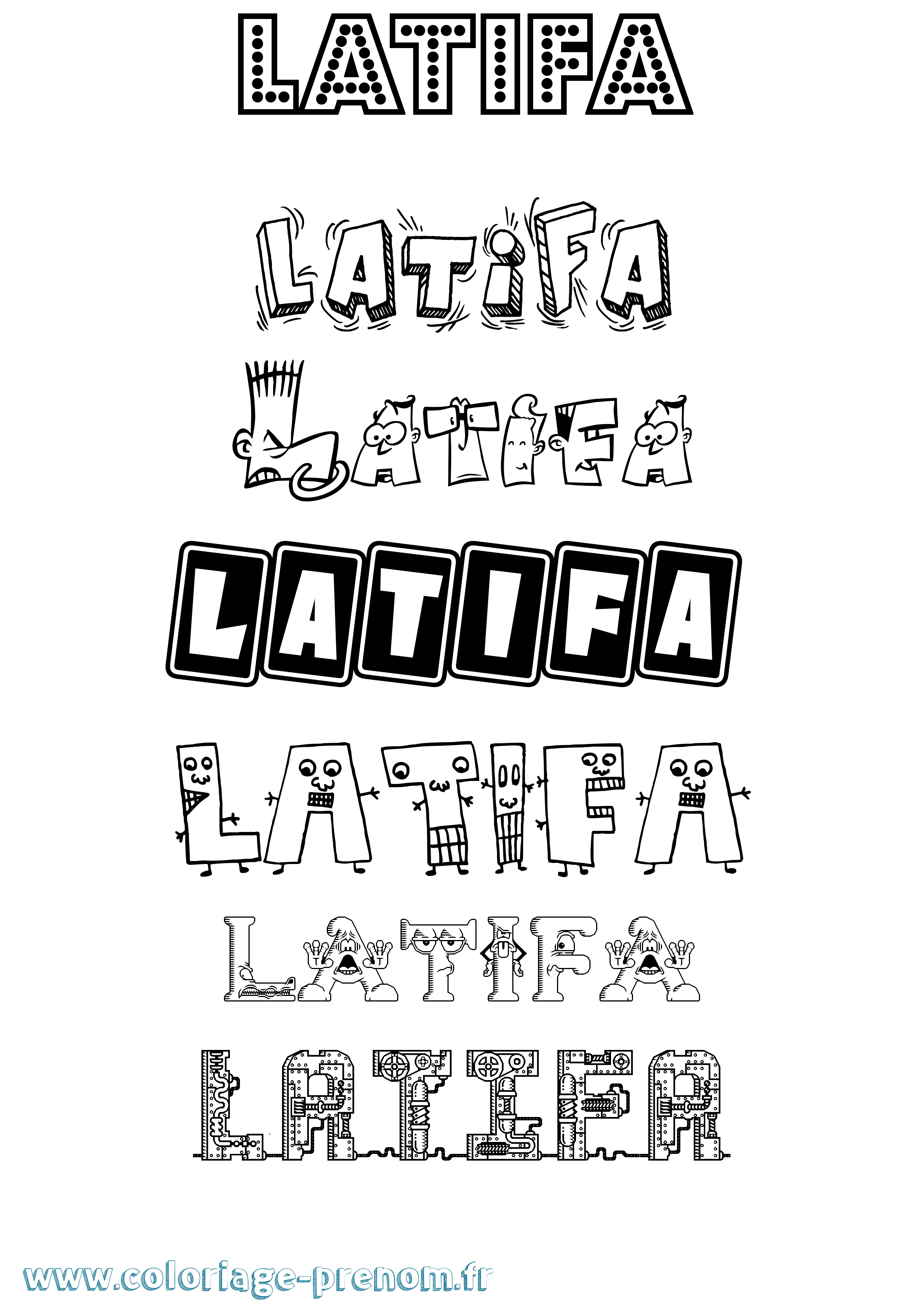 Coloriage prénom Latifa Fun