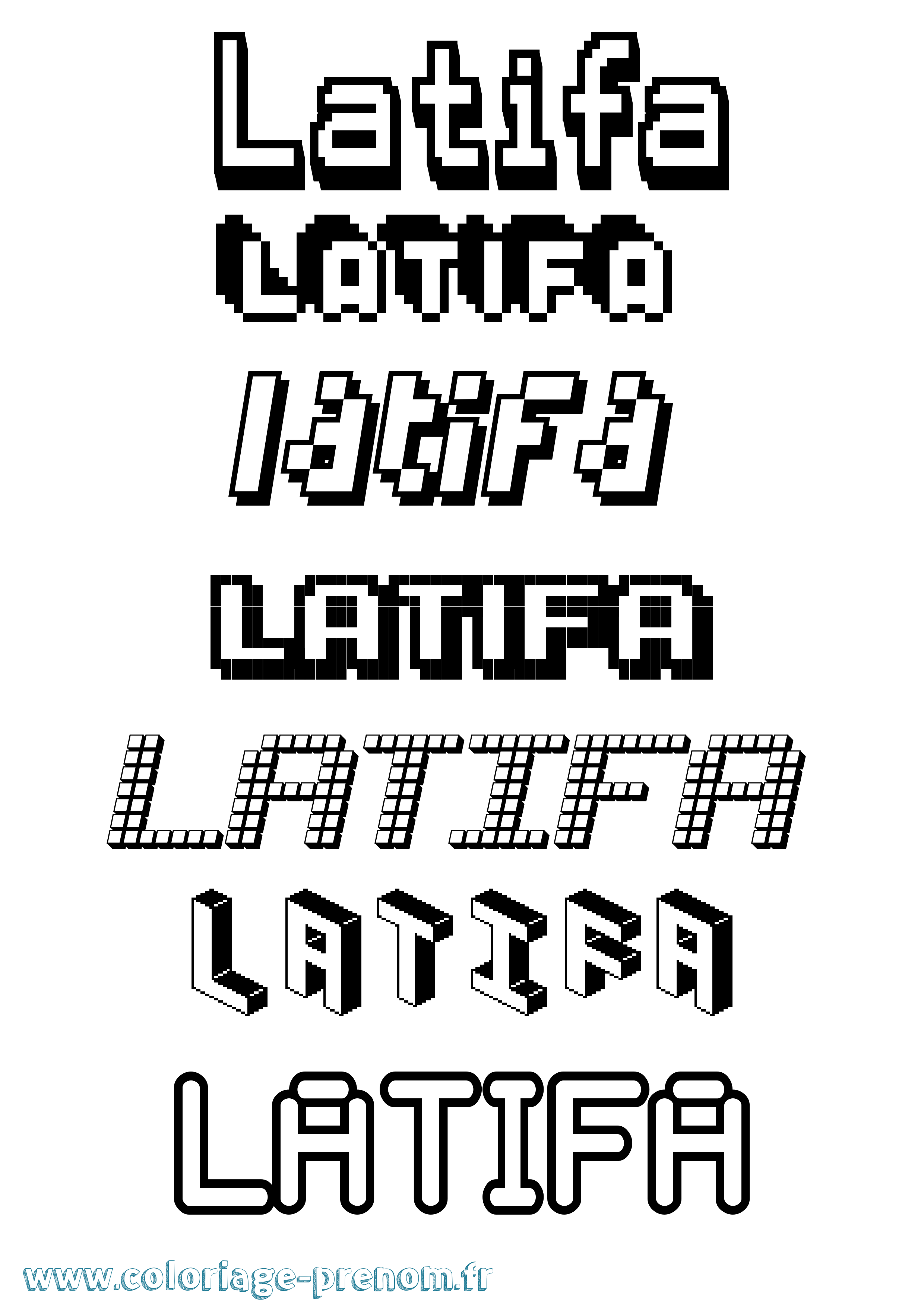 Coloriage prénom Latifa Pixel