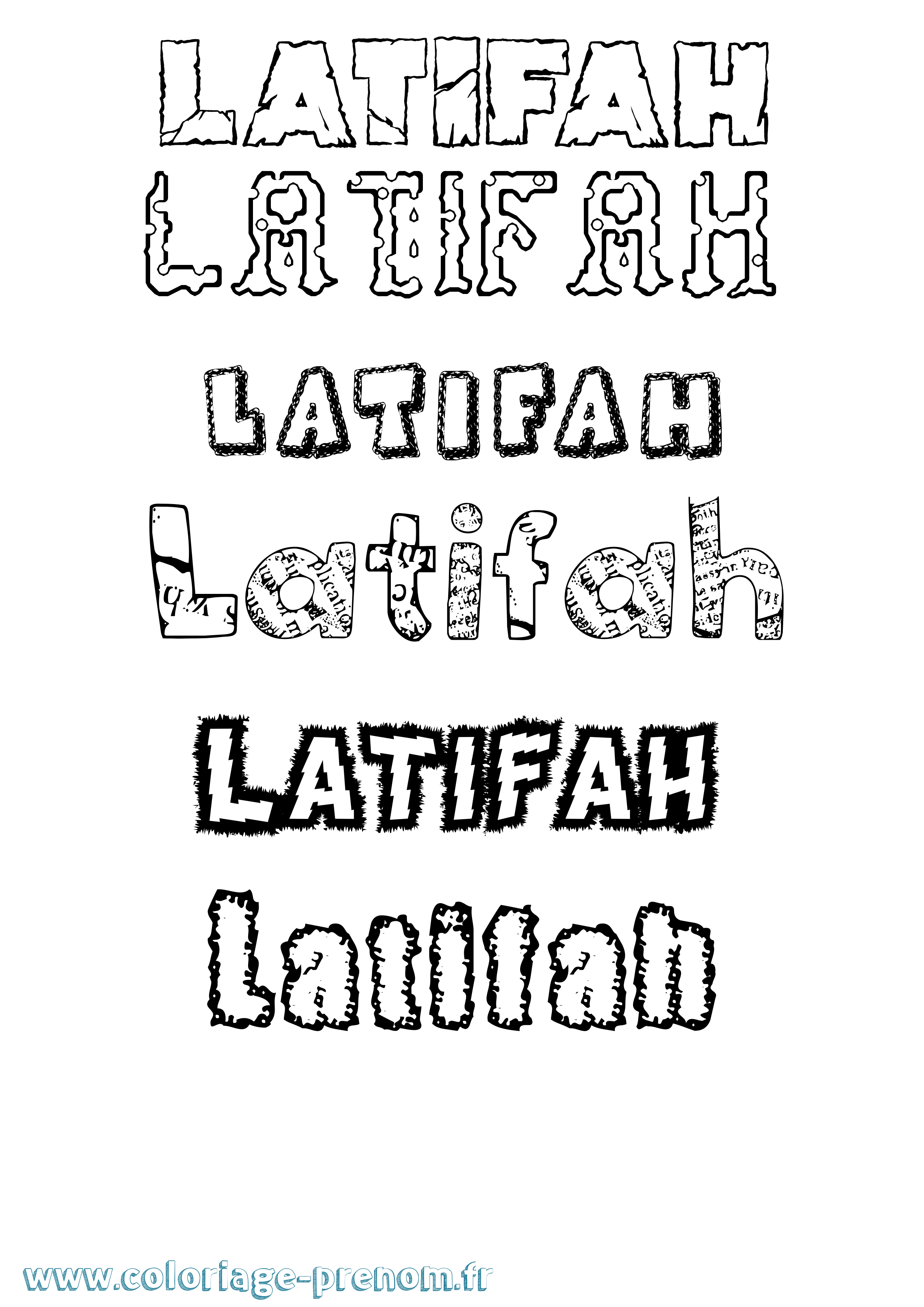 Coloriage prénom Latifah Destructuré