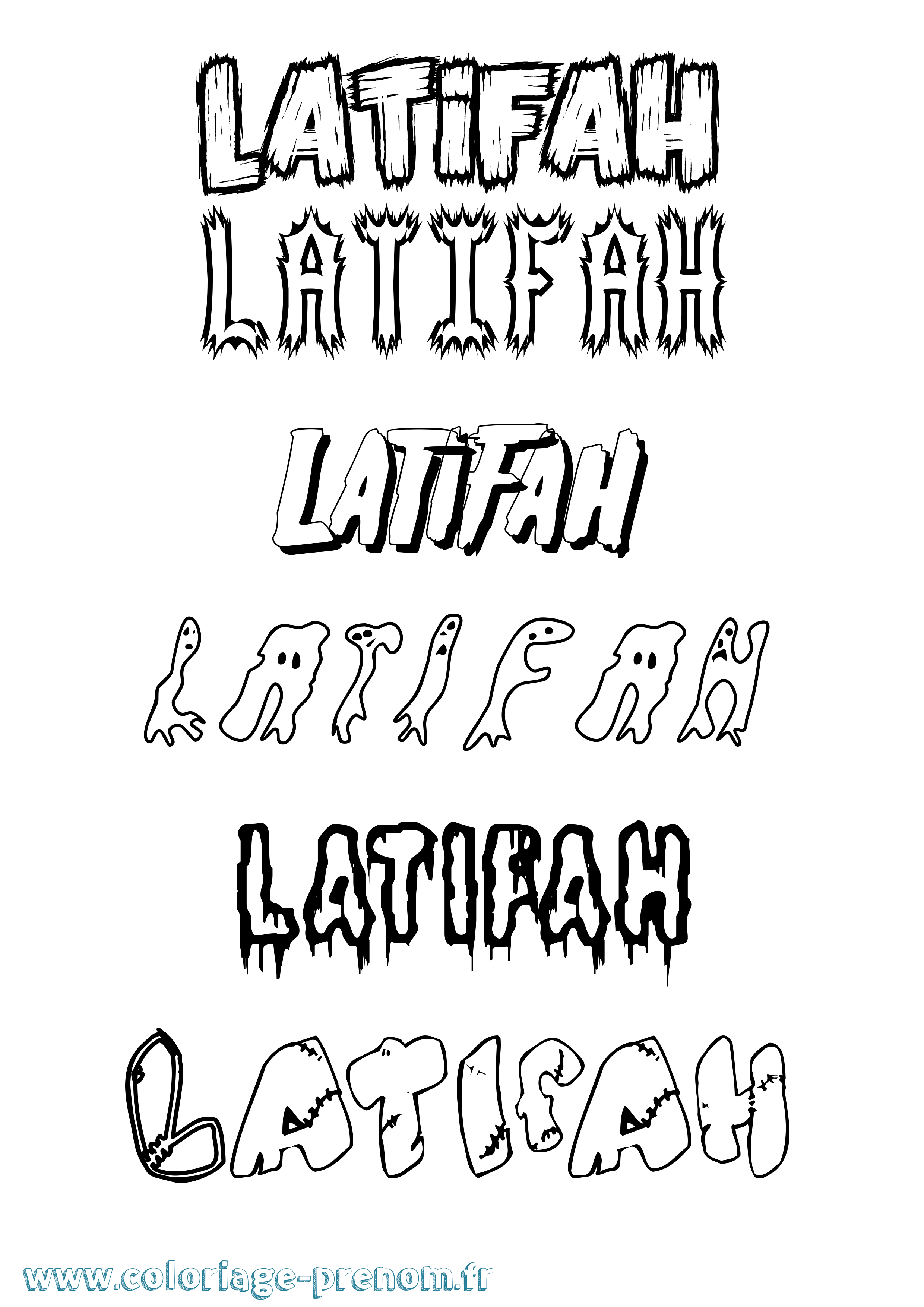 Coloriage prénom Latifah Frisson