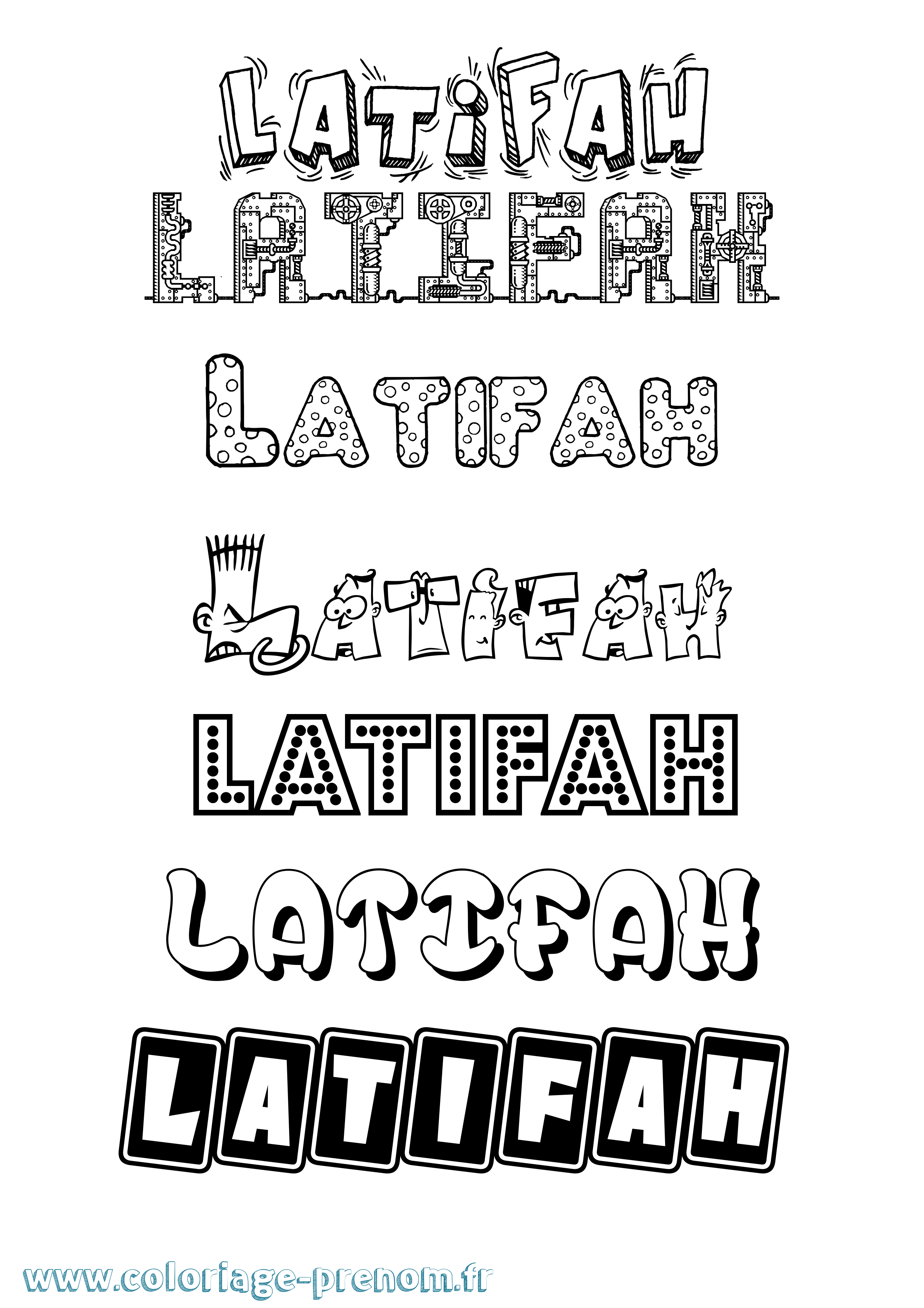 Coloriage prénom Latifah Fun