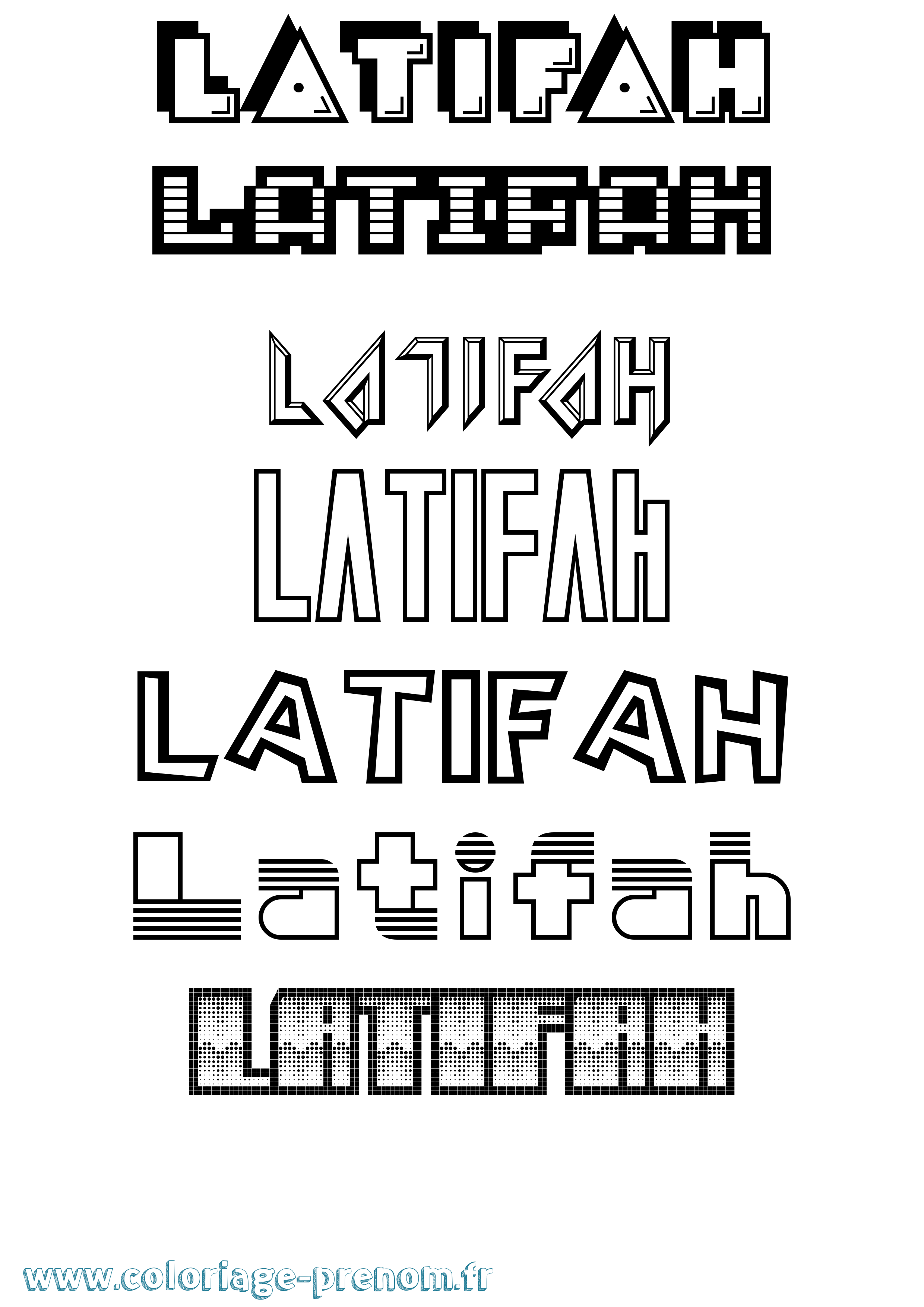 Coloriage prénom Latifah Jeux Vidéos