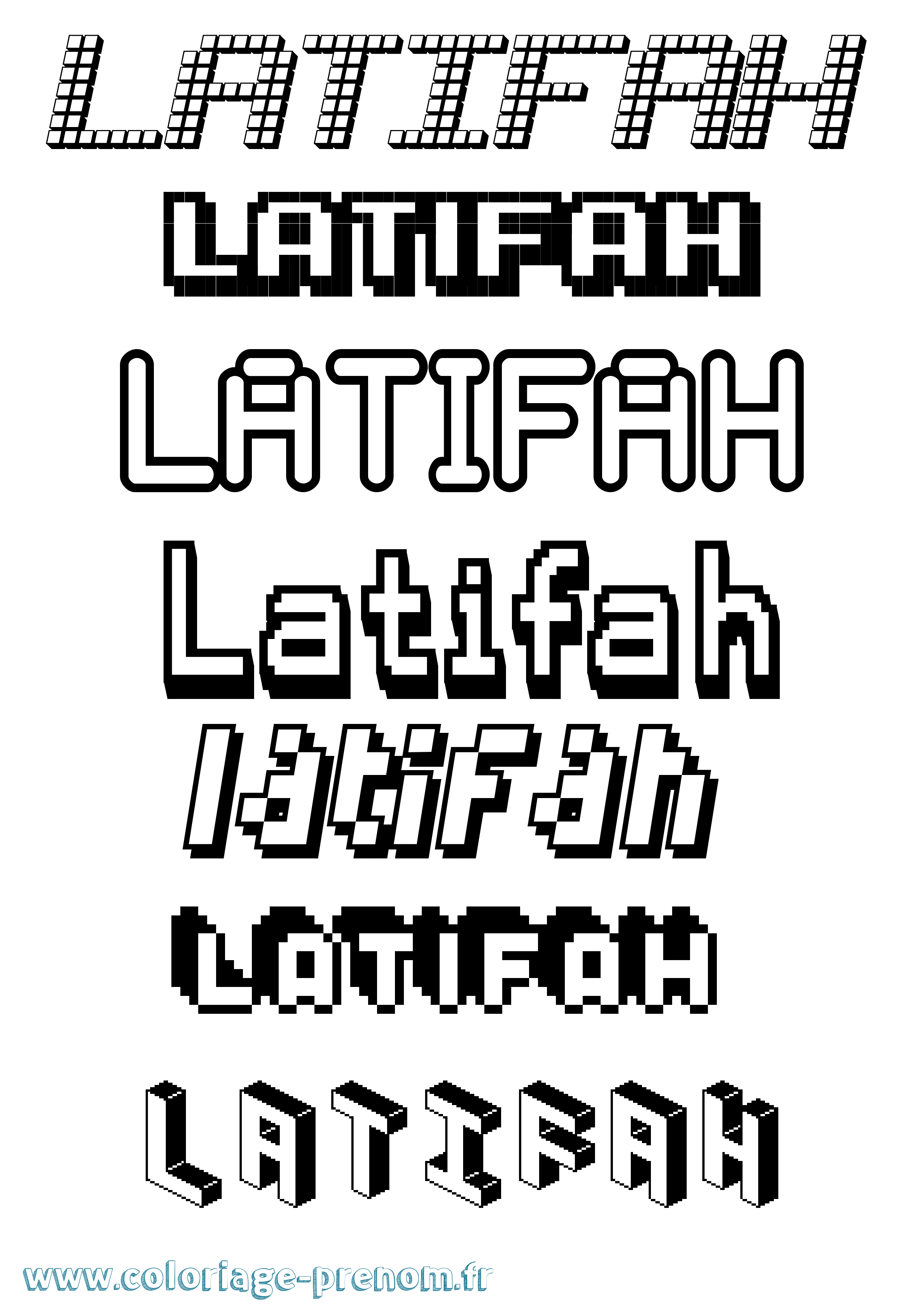 Coloriage prénom Latifah Pixel